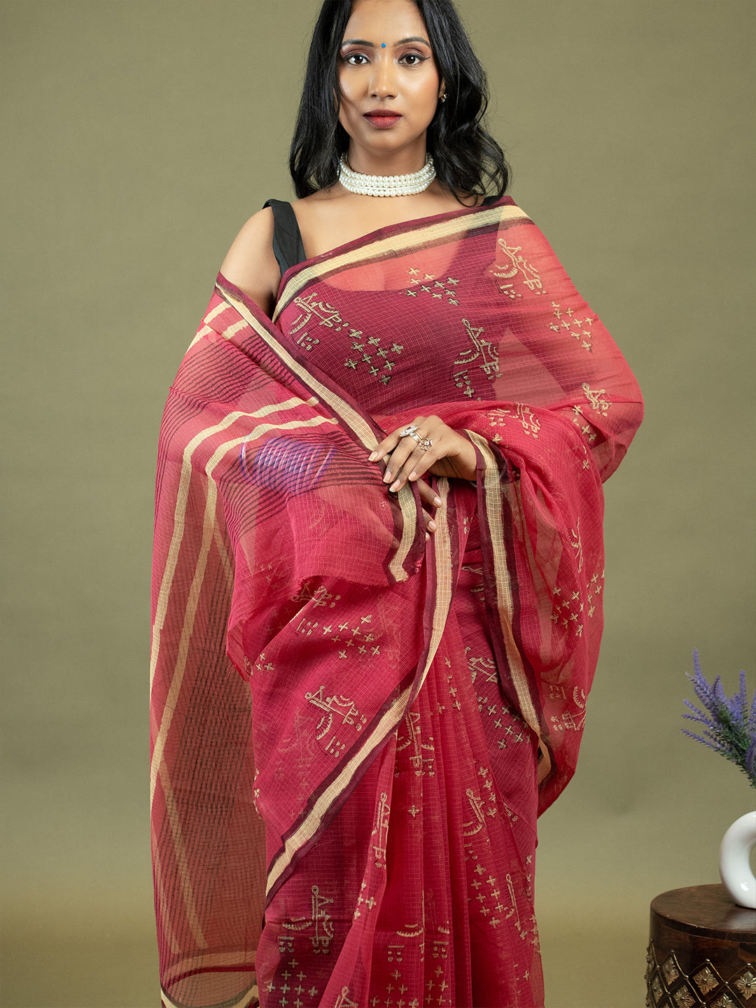 Raag Fuchsia Dabu Saree