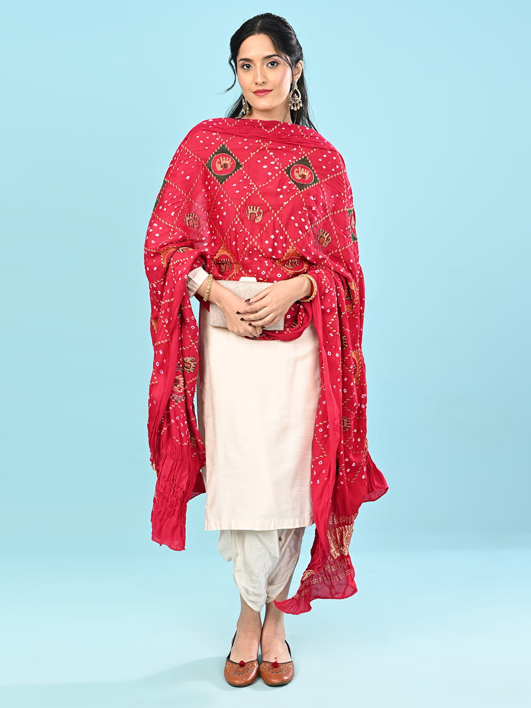 Gajgamini Fuchsia Bandhini Dupatta