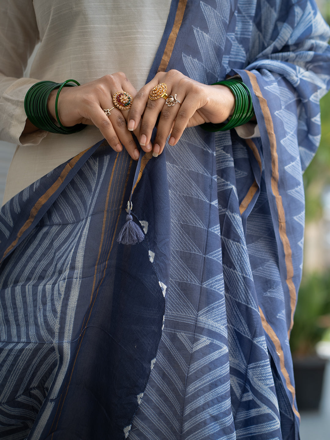 Rangrez Indigo Shibori Dupatta