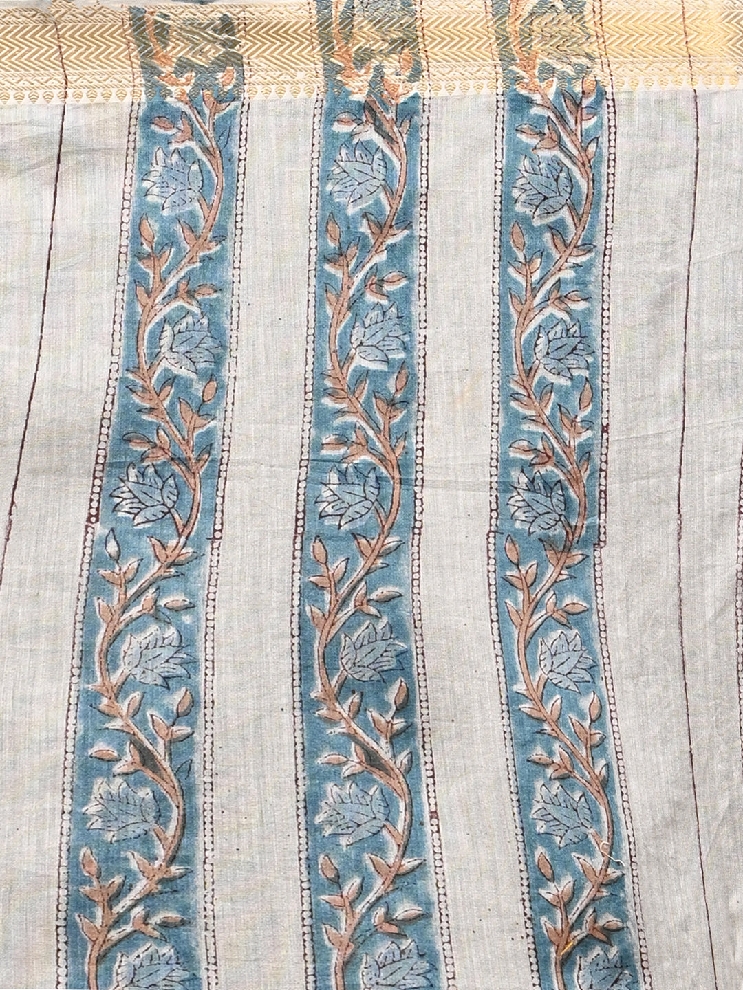 Marupushpa Blue Block Print Saree