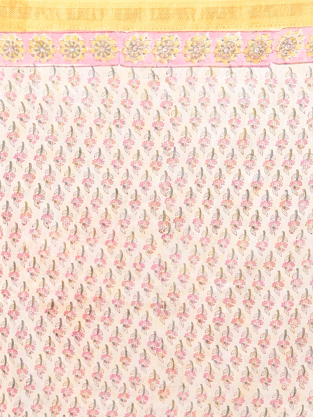 Marupushpa Yellow Block Print Saree