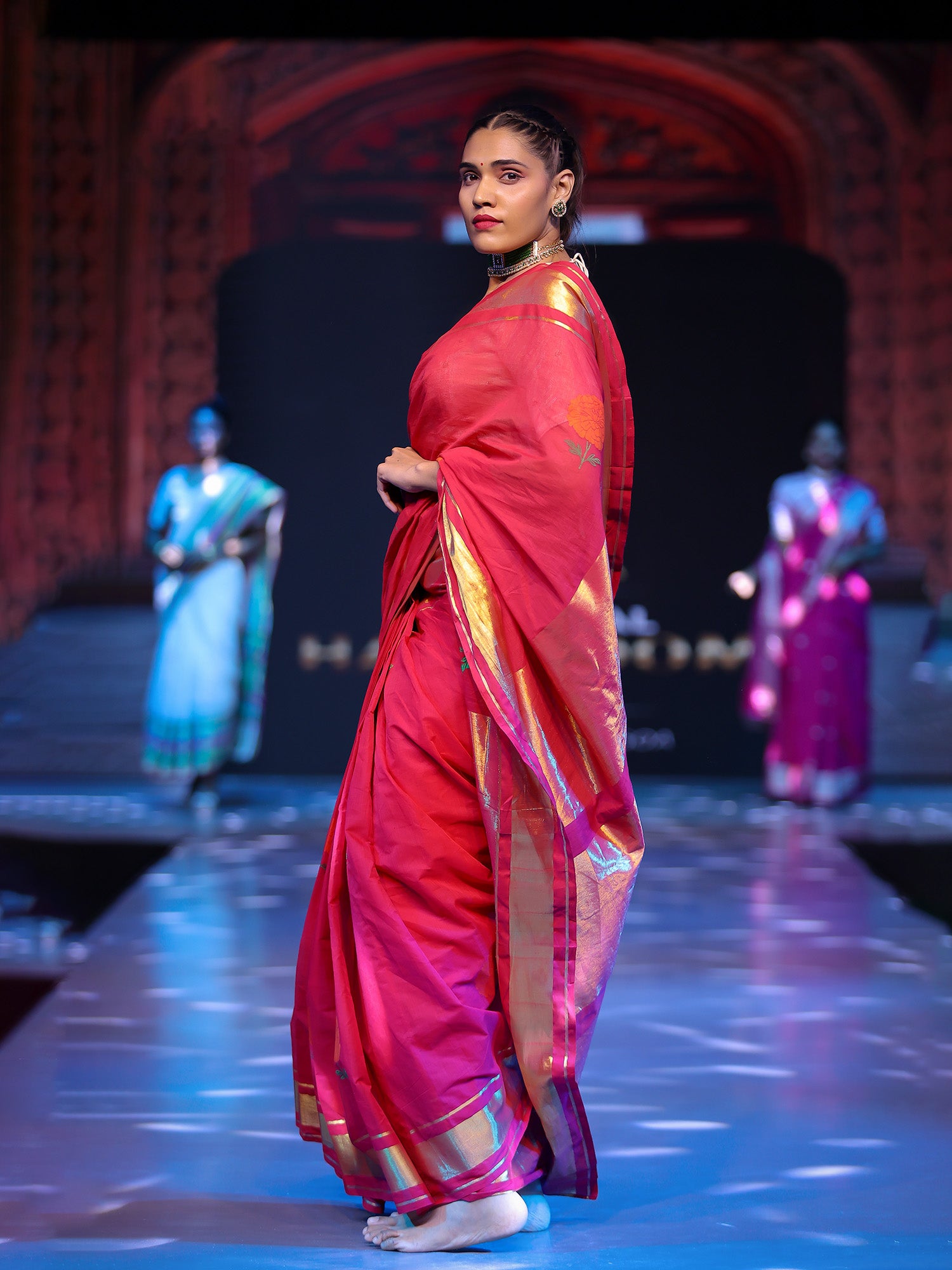 Genda Red Venkatagiri Saree