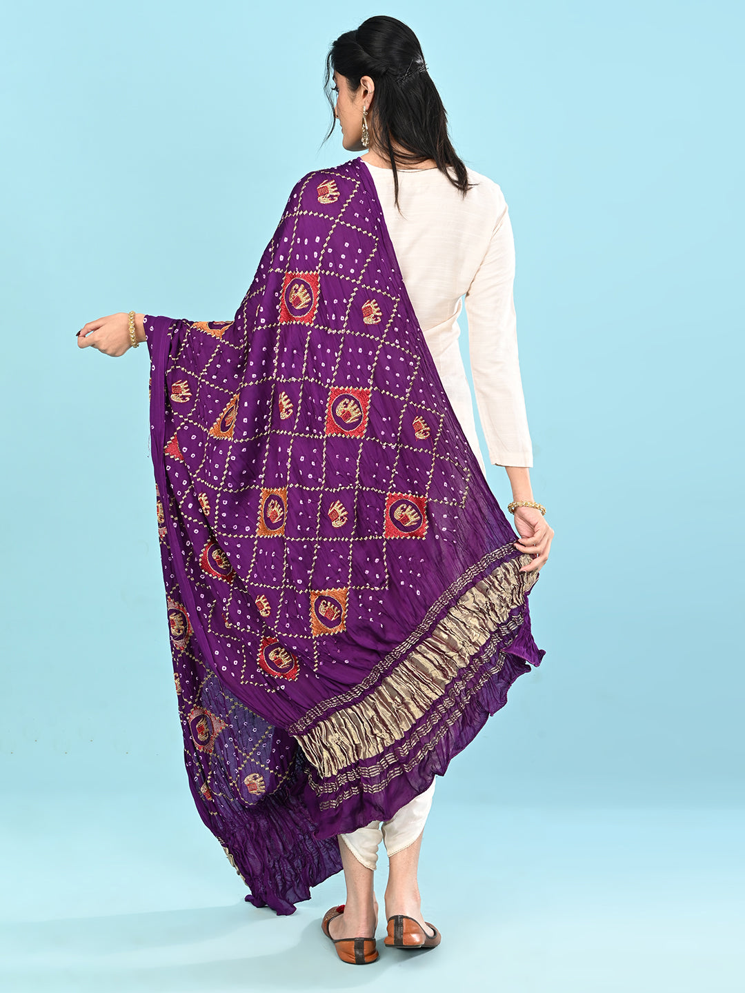 Gajgamini Purple Bandhini Dupatta
