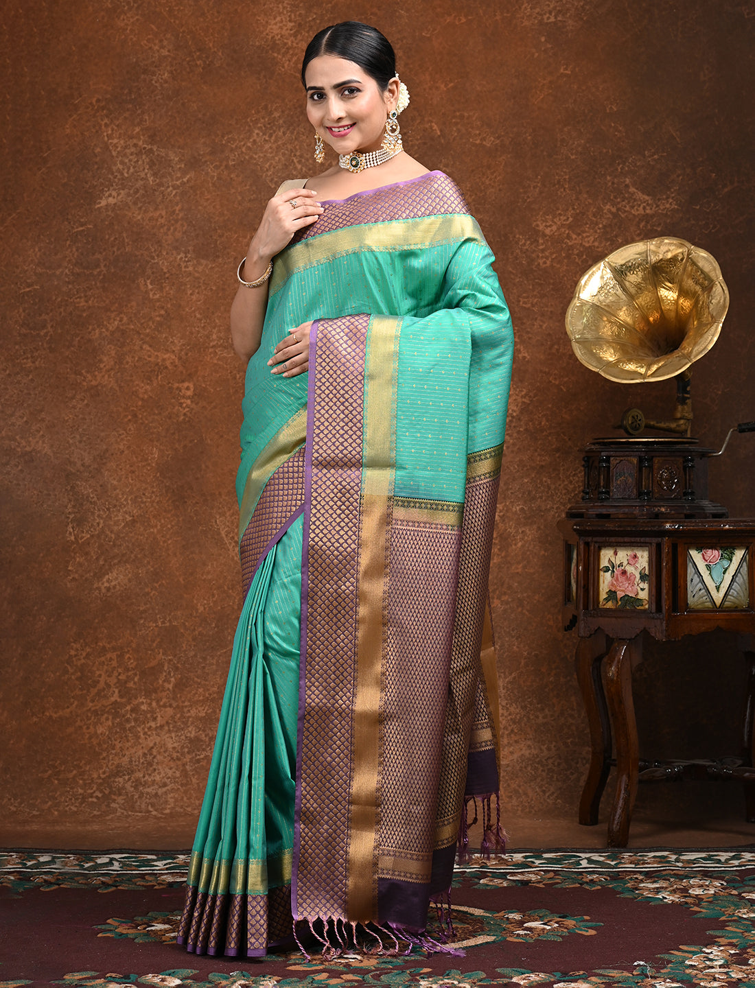 Sampada Green Kanjeevaram Saree