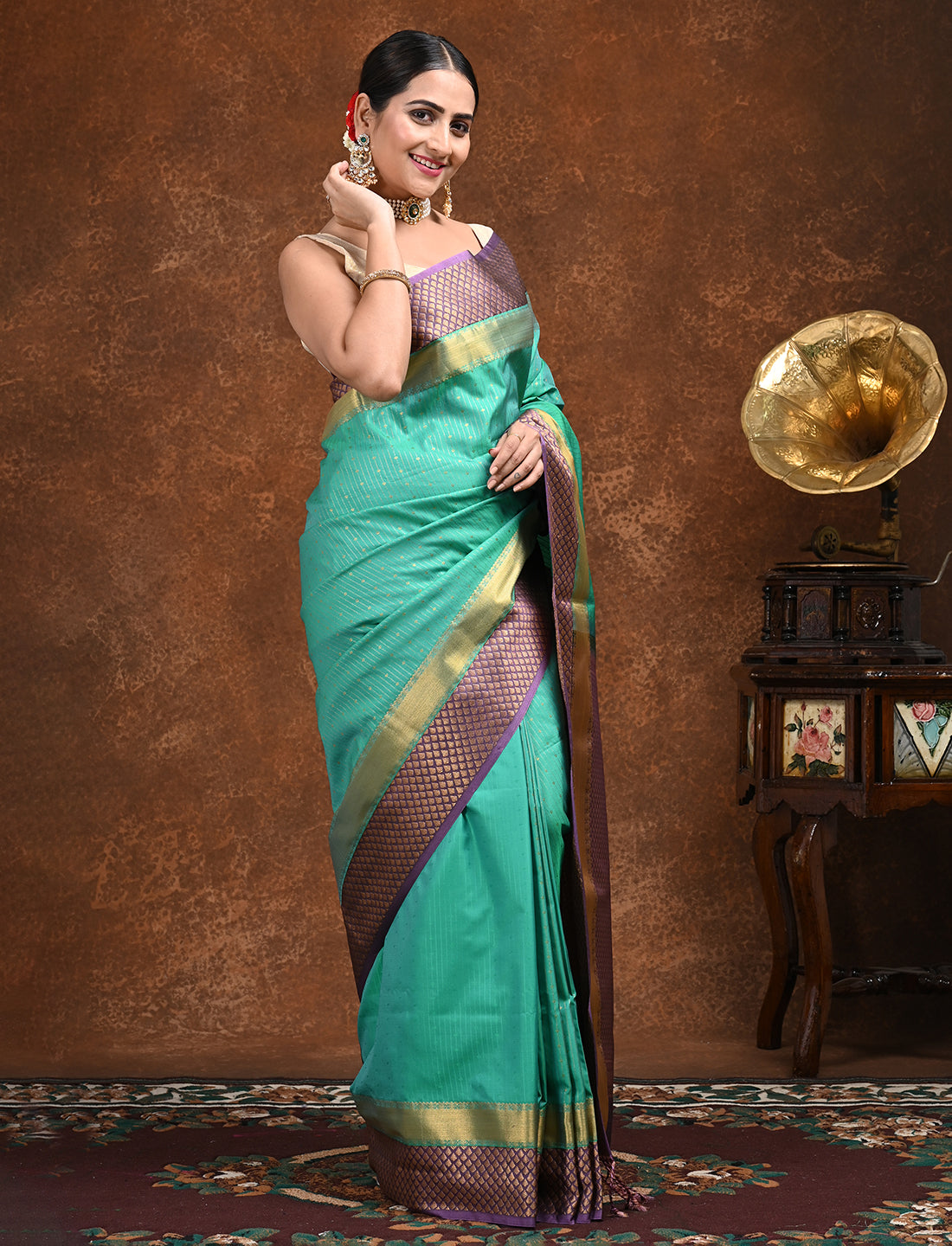 Sampada Green Kanjeevaram Saree