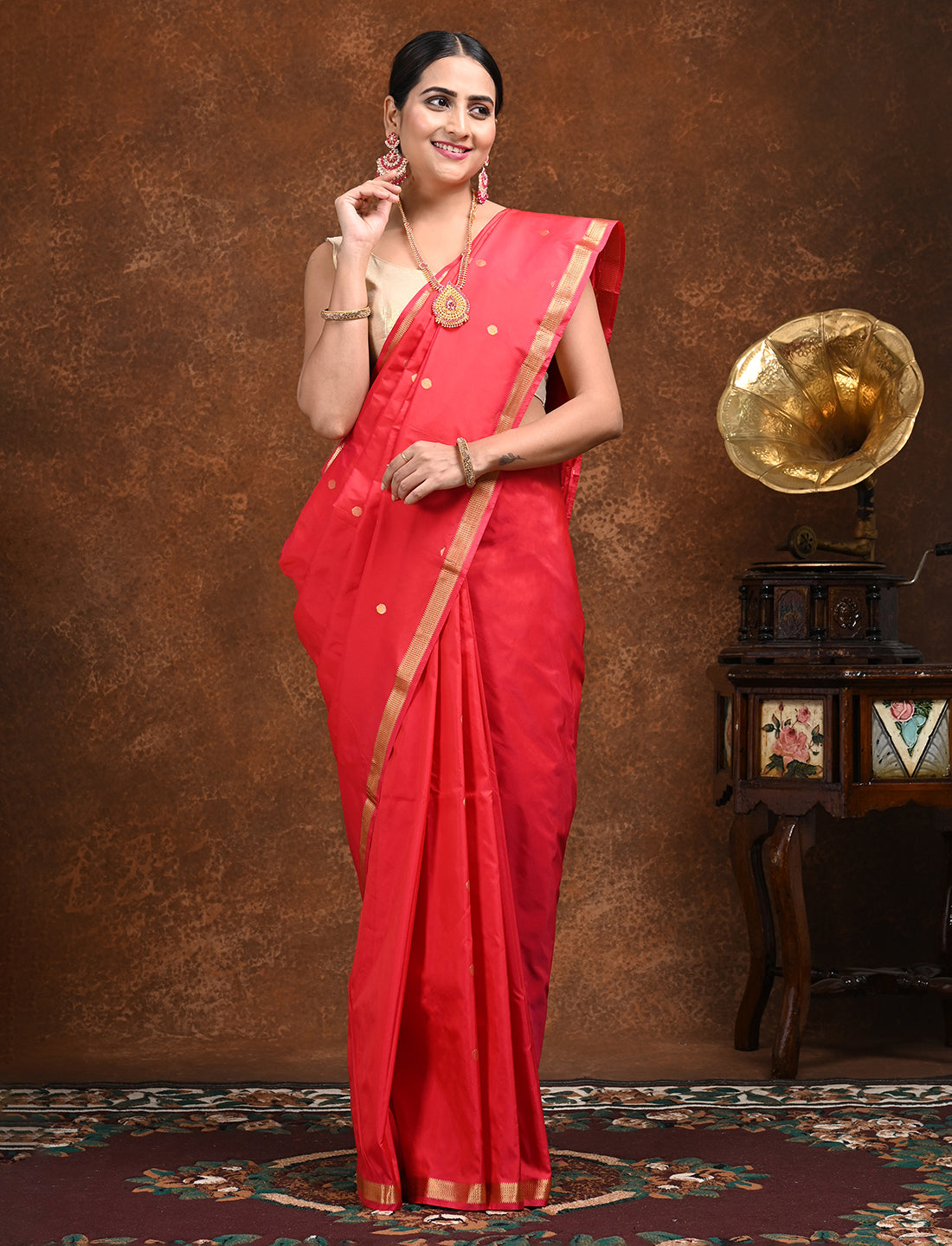 Sugandha Red Kanjeevaram Saree