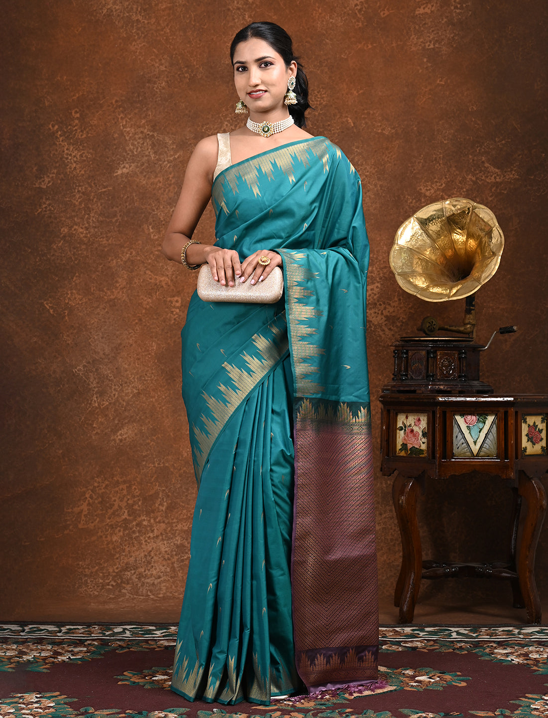 Dravya Green Kanjeevaram Saree