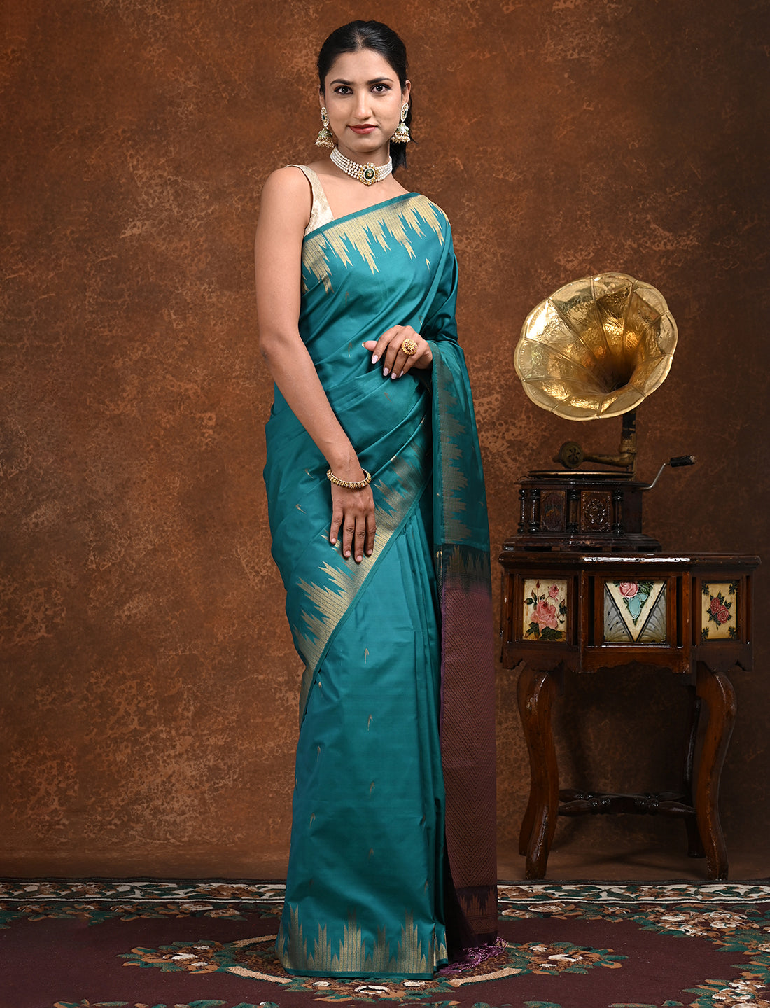 Dravya Green Kanjeevaram Saree