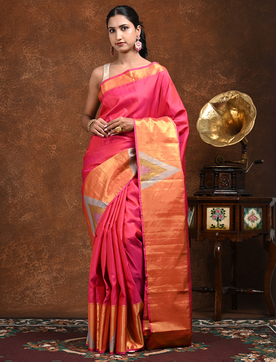 Pratha Pink Kanjeevaram Saree