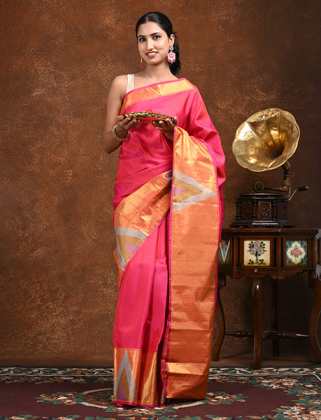 Pratha Pink Kanjeevaram Saree