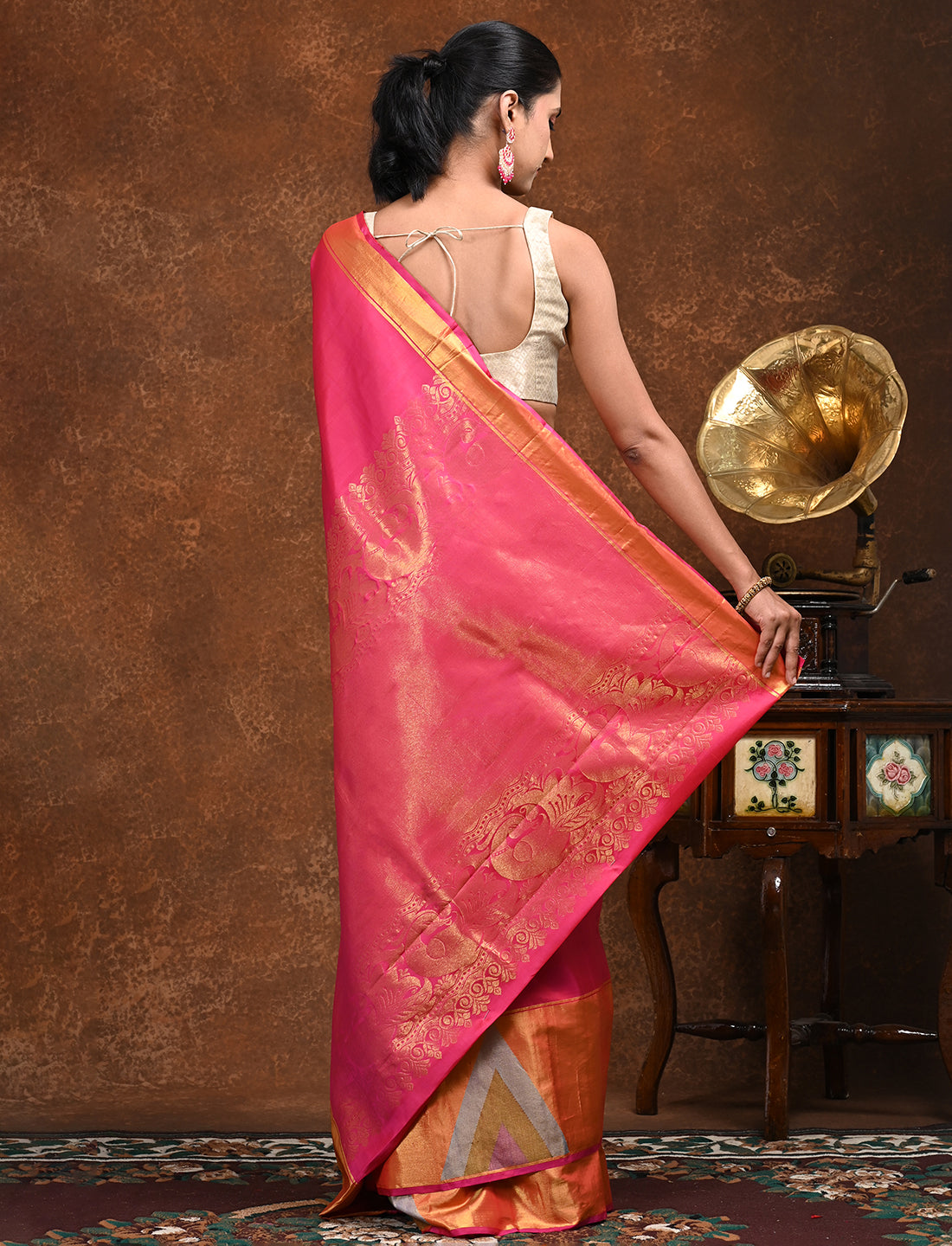 Pratha Pink Kanjeevaram Saree