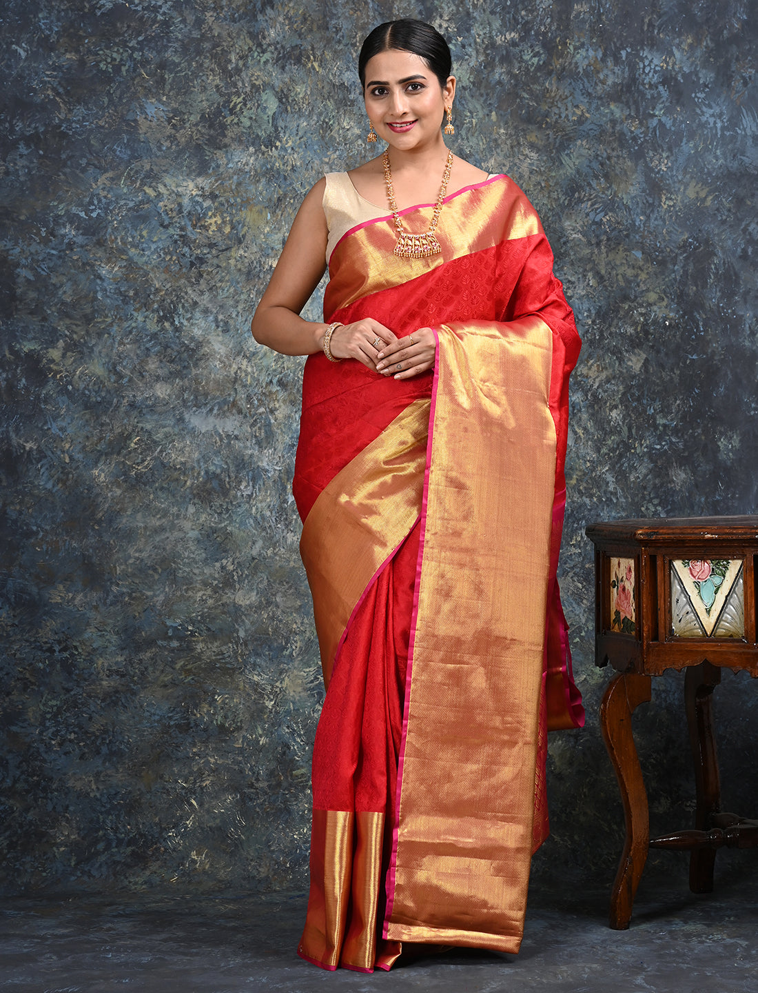 Pratha Red Kanjeevaram Saree