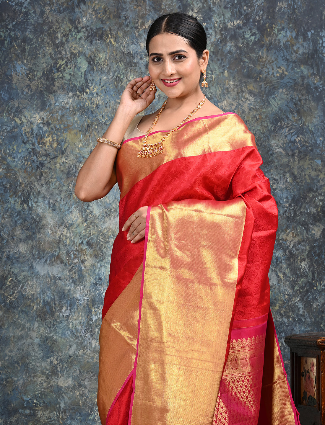 Pratha Red Kanjeevaram Saree