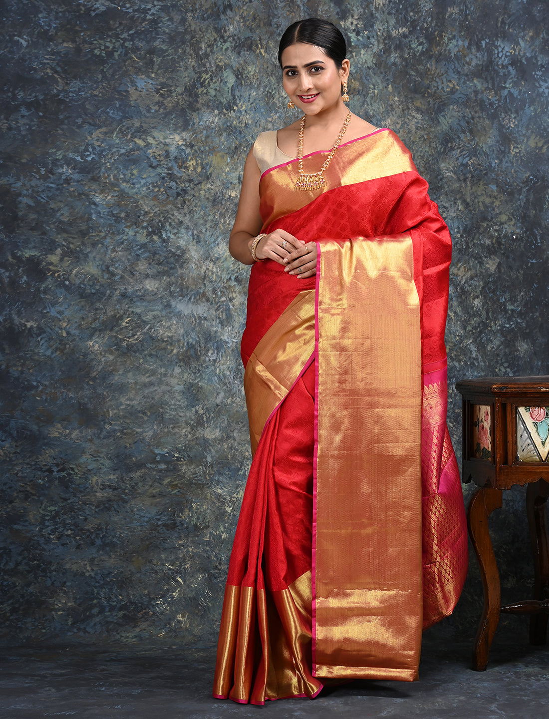 Pratha Red Kanjeevaram Saree