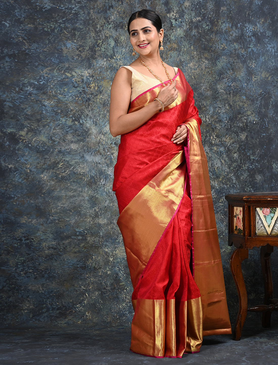 Pratha Red Kanjeevaram Saree