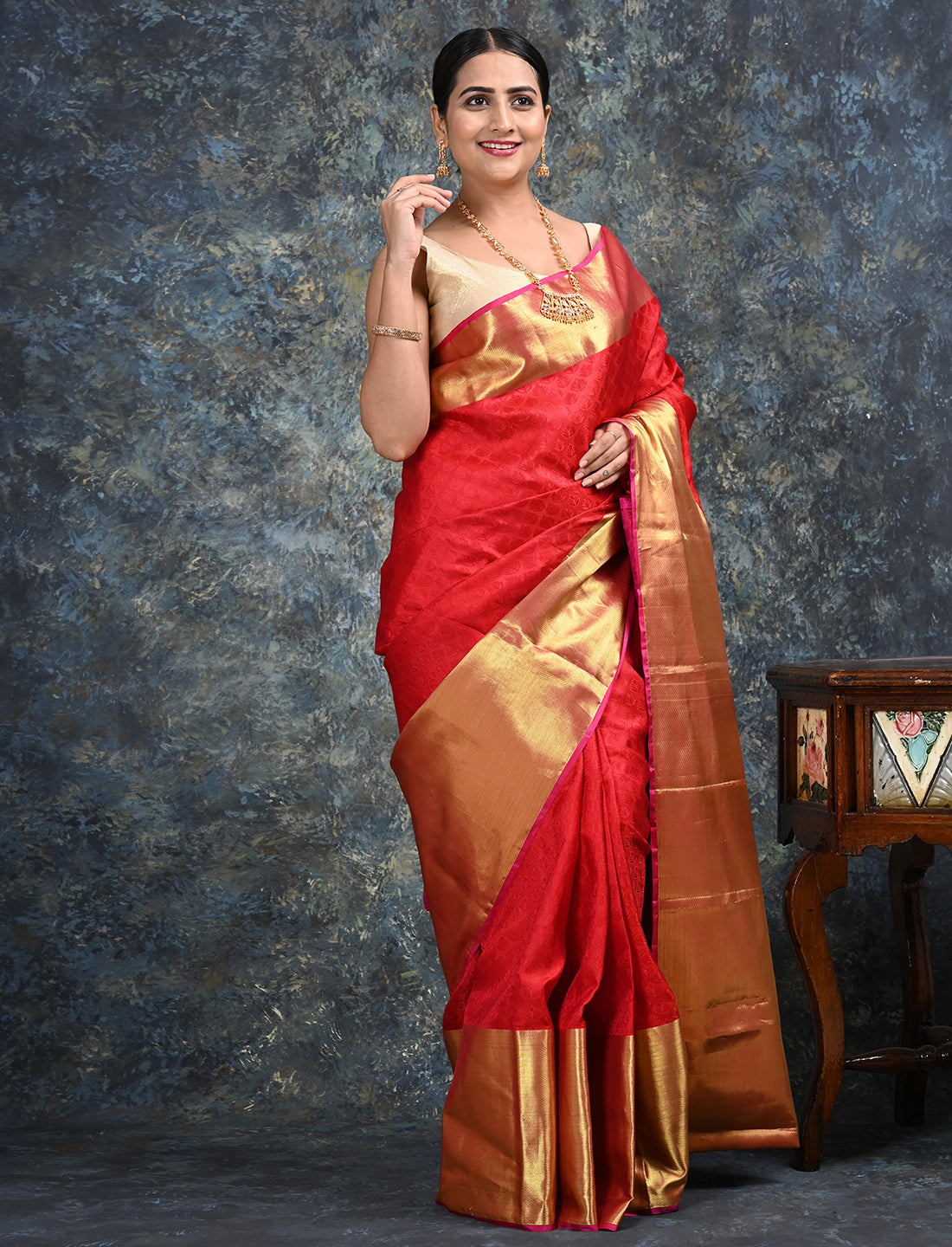 Pratha Red Kanjeevaram Saree