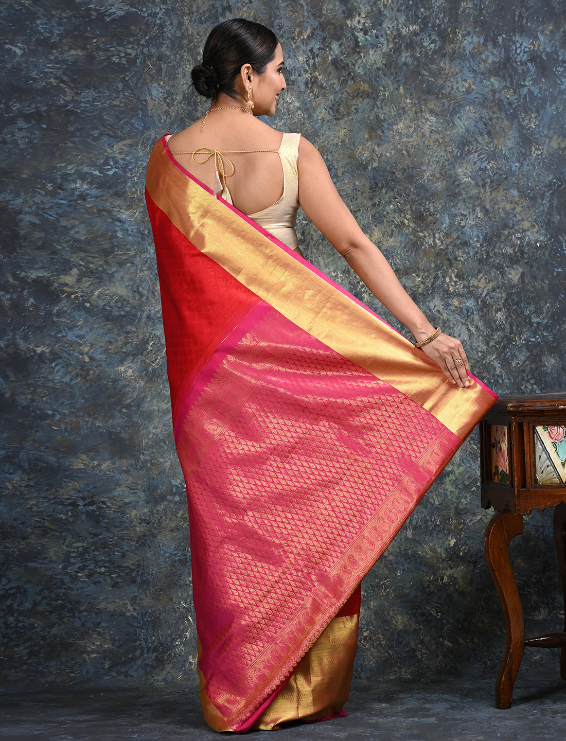 Pratha Red Kanjeevaram Saree