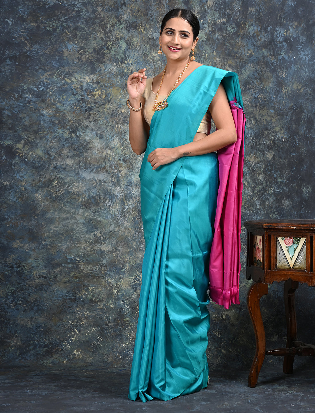 Ratnangi Turquoise Kanjeevaram Saree