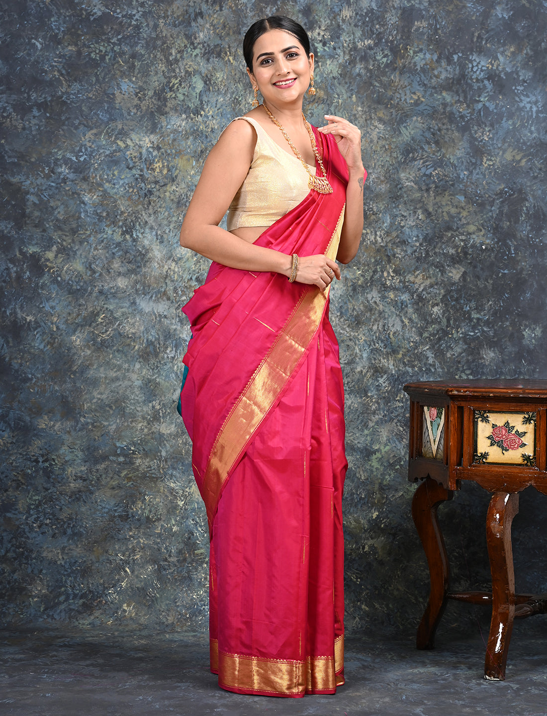 Rajani Fuchsia Mulberry Silk Saree