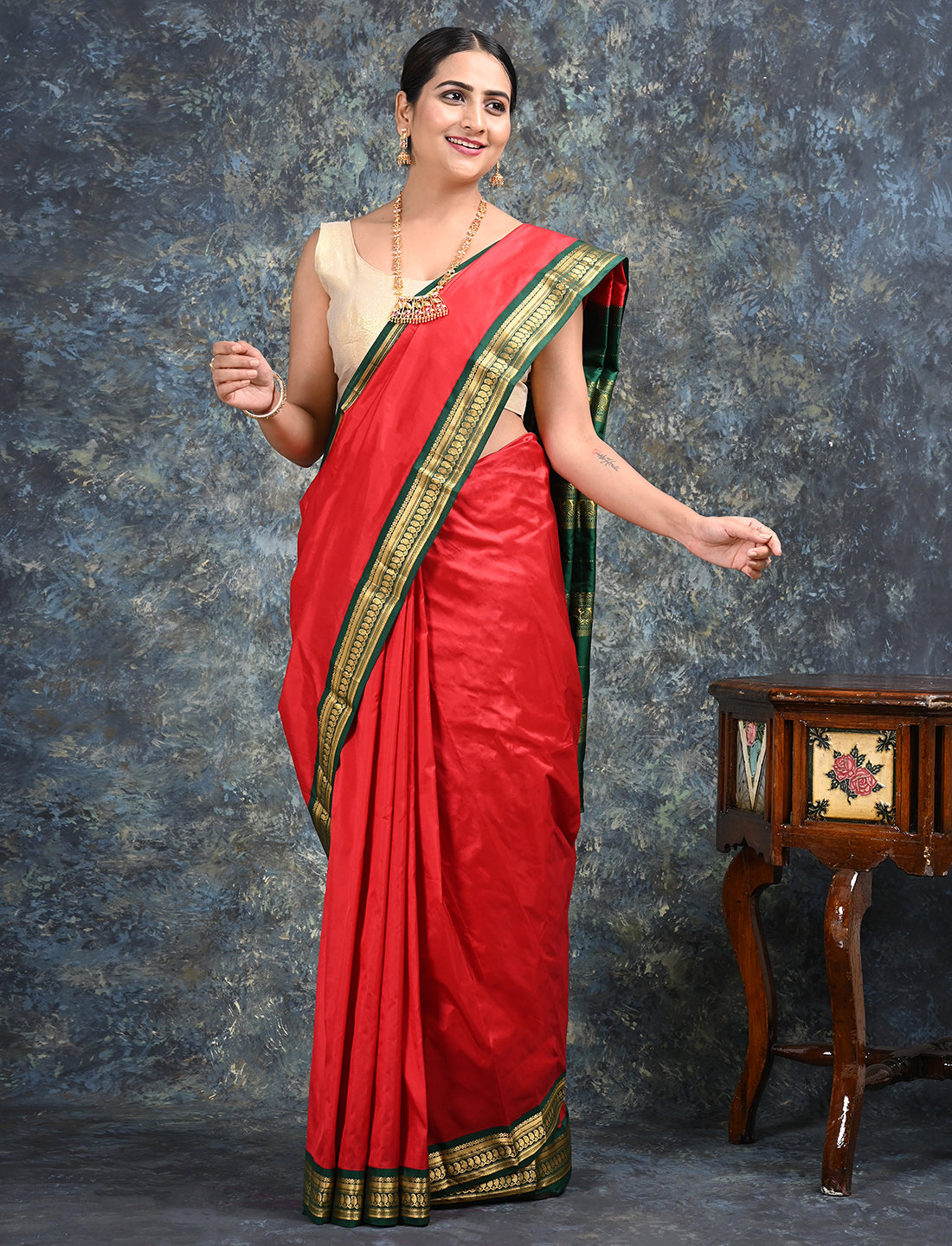 Aarunya Red Kanjeevaram Saree