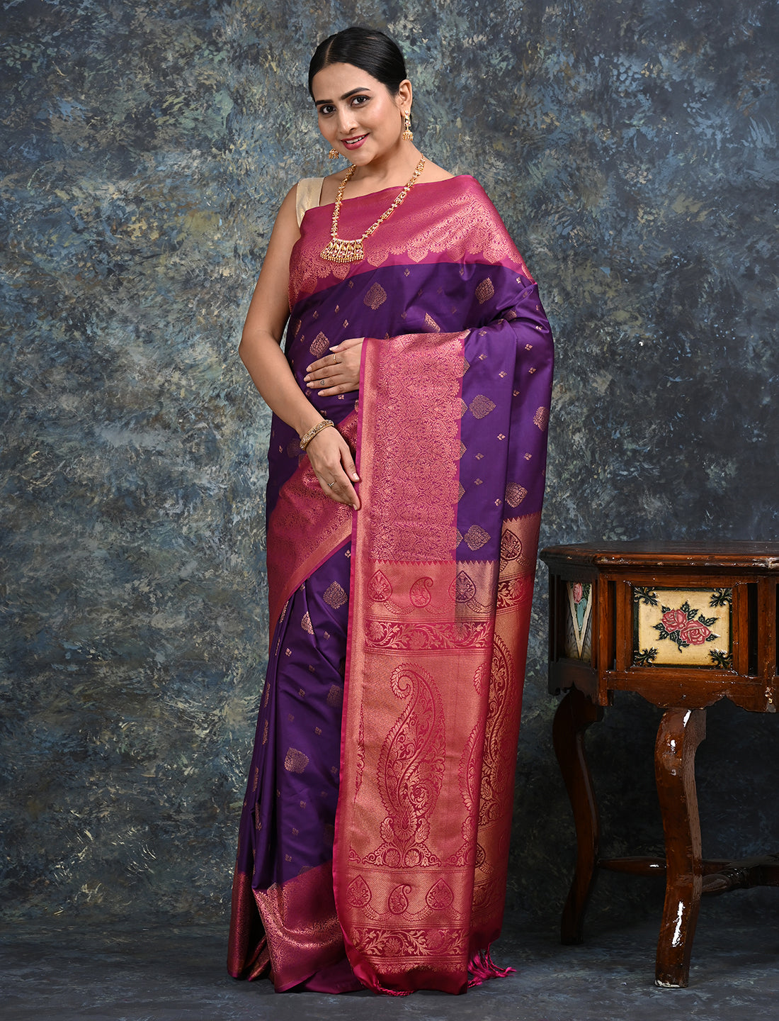 Anandya Purple Kanjeevaram Saree