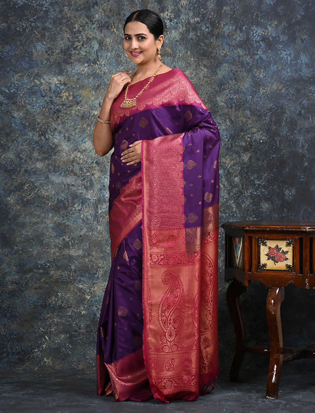 Anandya Purple Kanjeevaram Saree