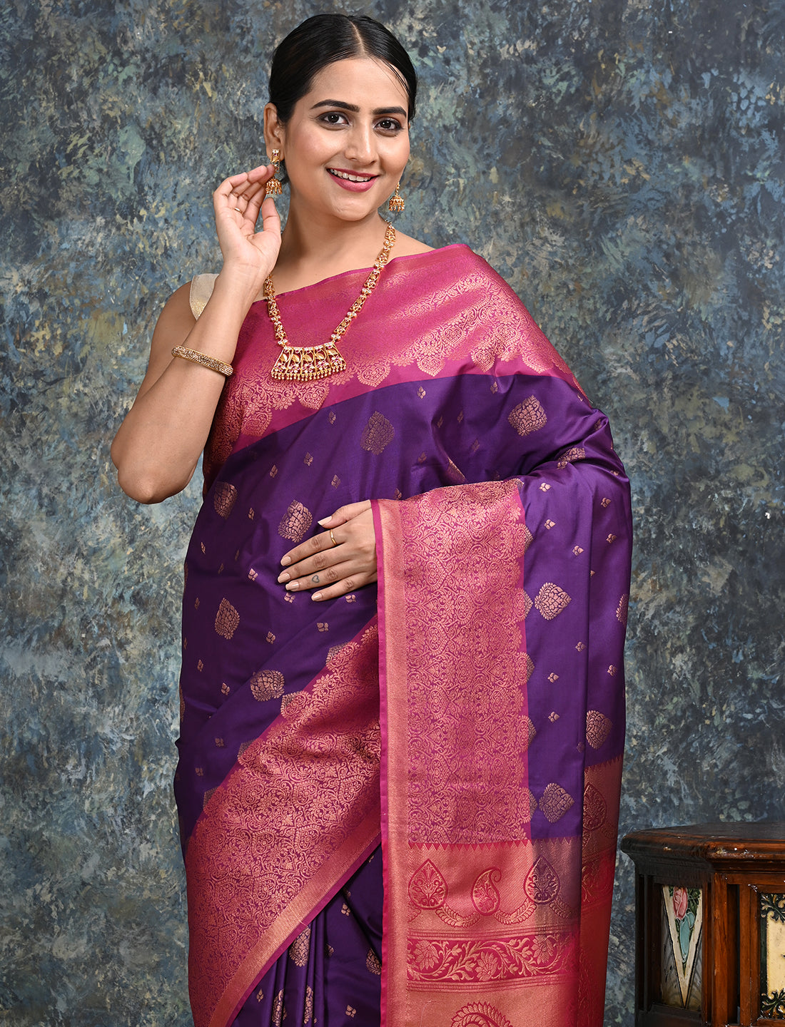 Anandya Purple Kanjeevaram Saree