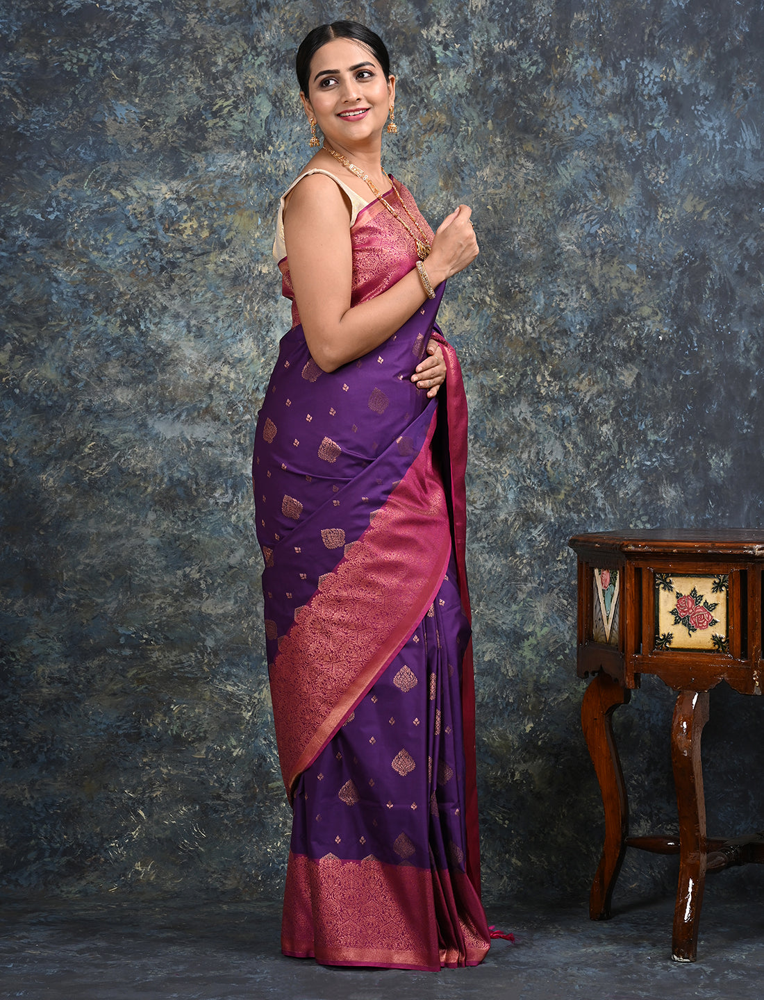 Anandya Purple Kanjeevaram Saree