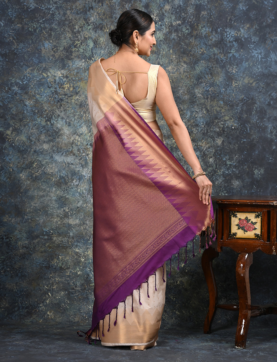 Amruta Off White Kanjeevaram Saree