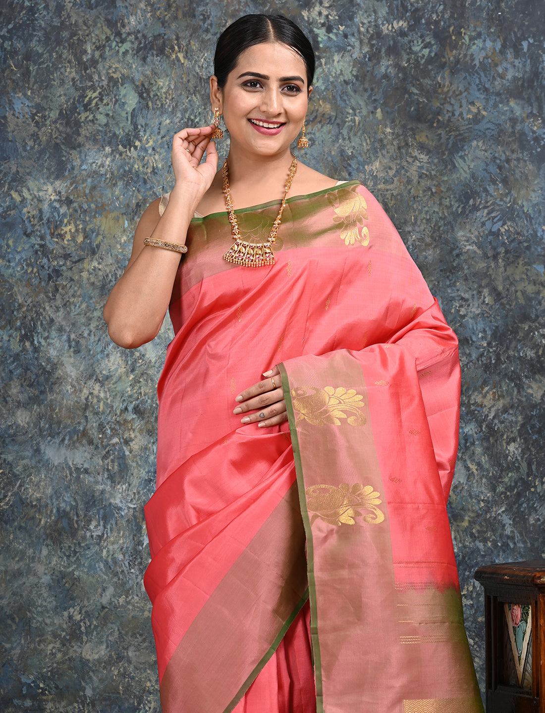 Sarika Coral Kanjeevaram Saree