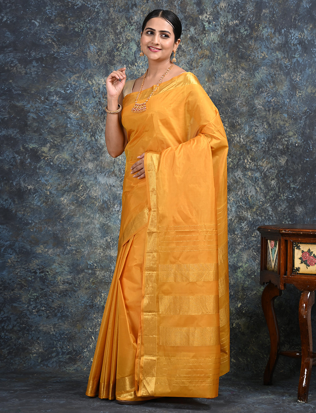 Lalita Mustard Mulberry Silk Saree