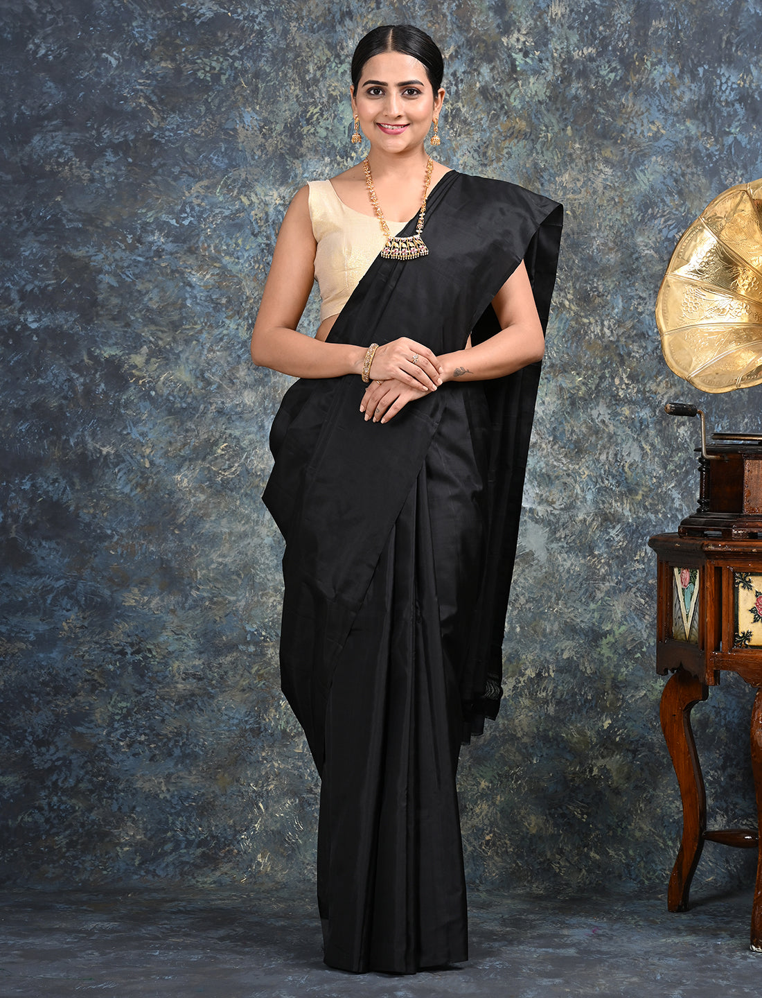 Ratnangi Black Kanjeevaram Saree