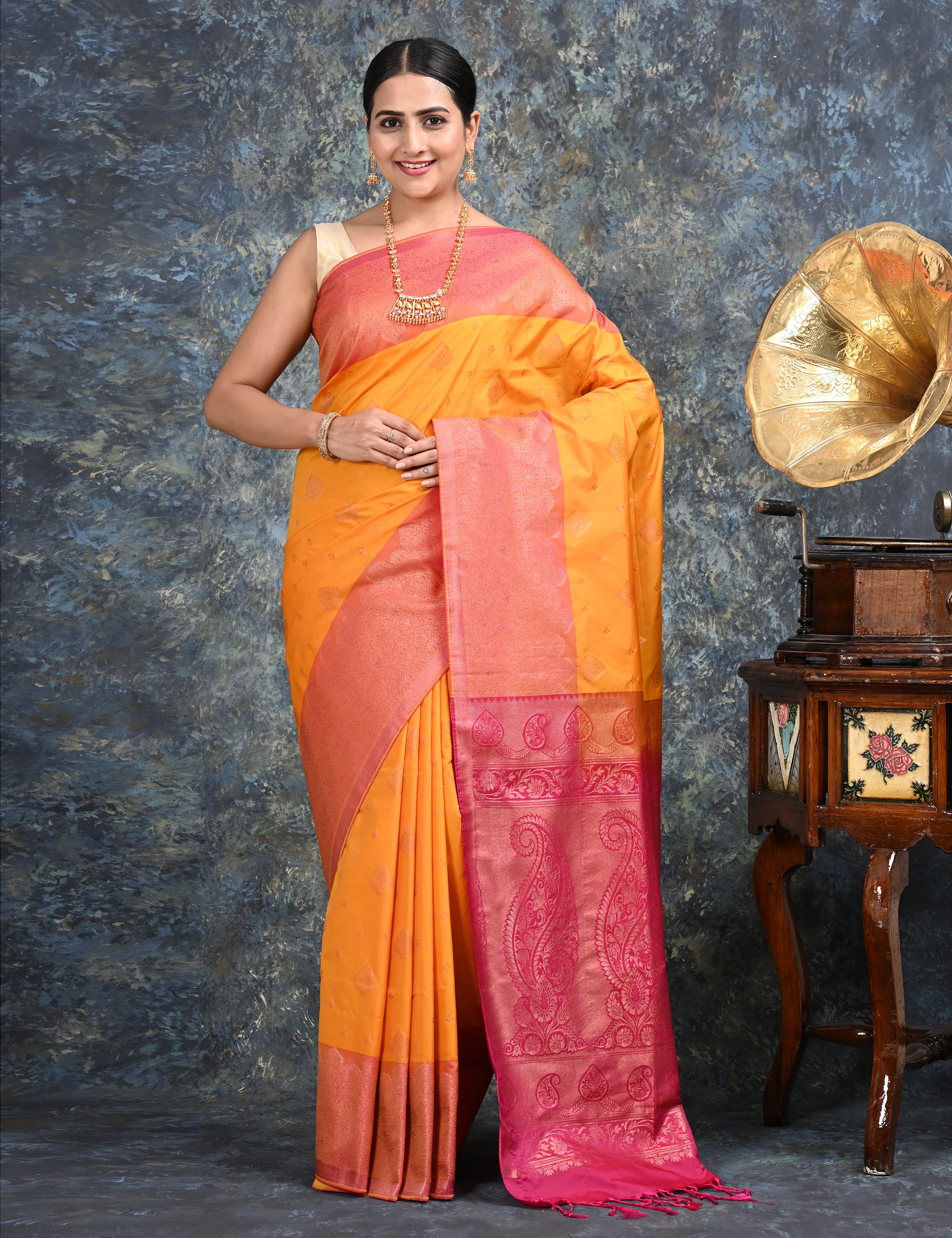 Anandya Yellow Kanjeevaram Saree