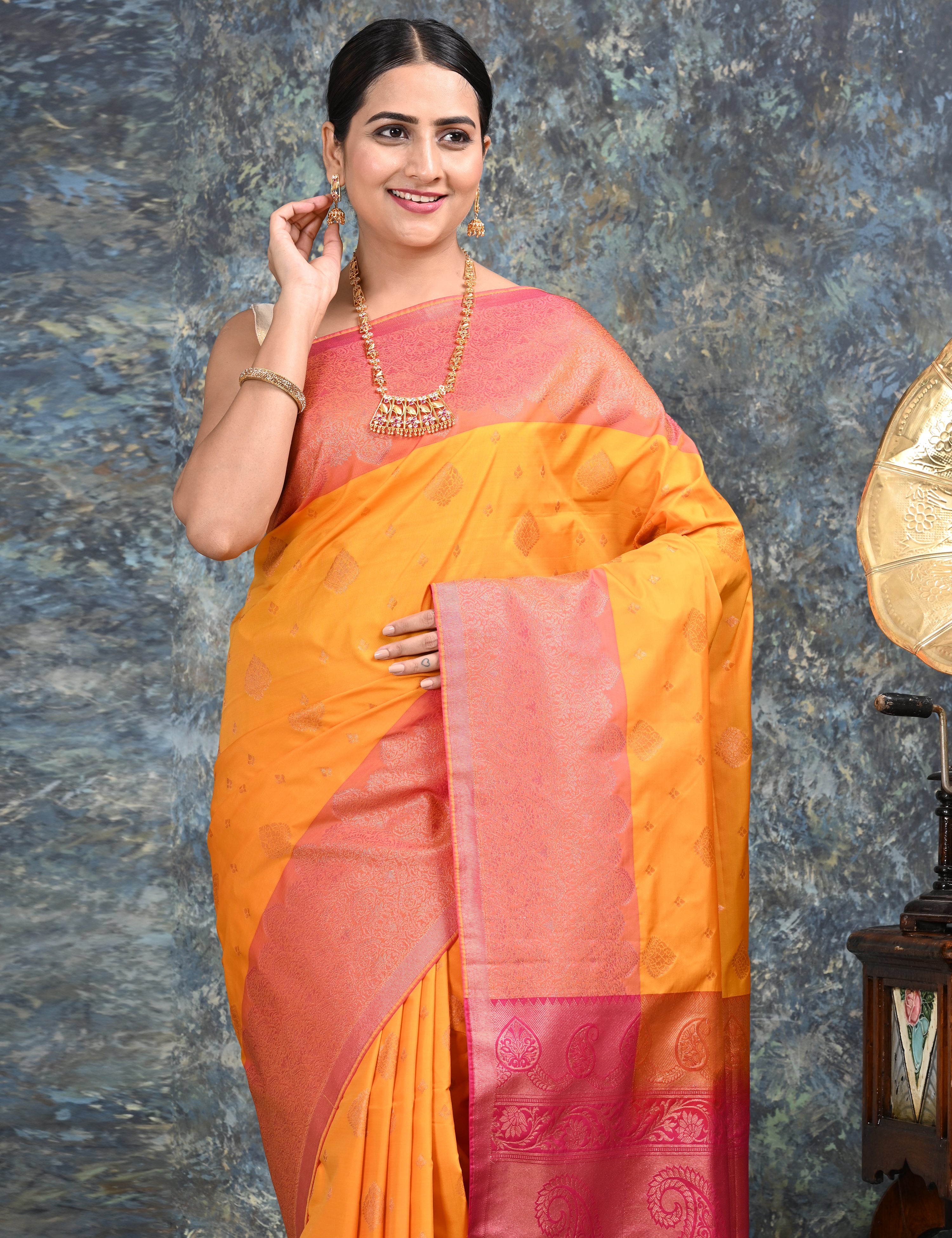 Anandya Yellow Kanjeevaram Saree