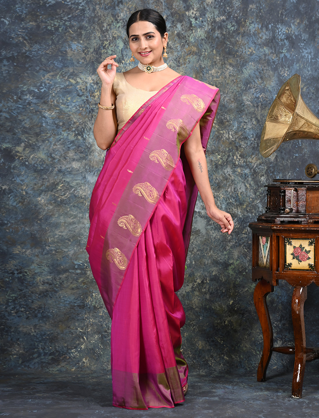 Sarika Pink Kanjeevaram Saree