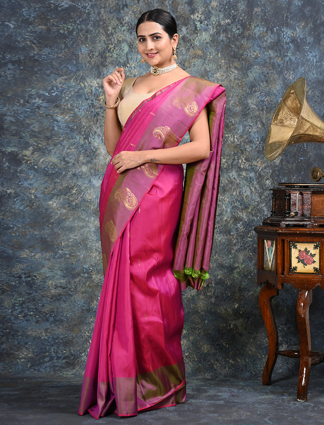 Sarika Pink Kanjeevaram Saree