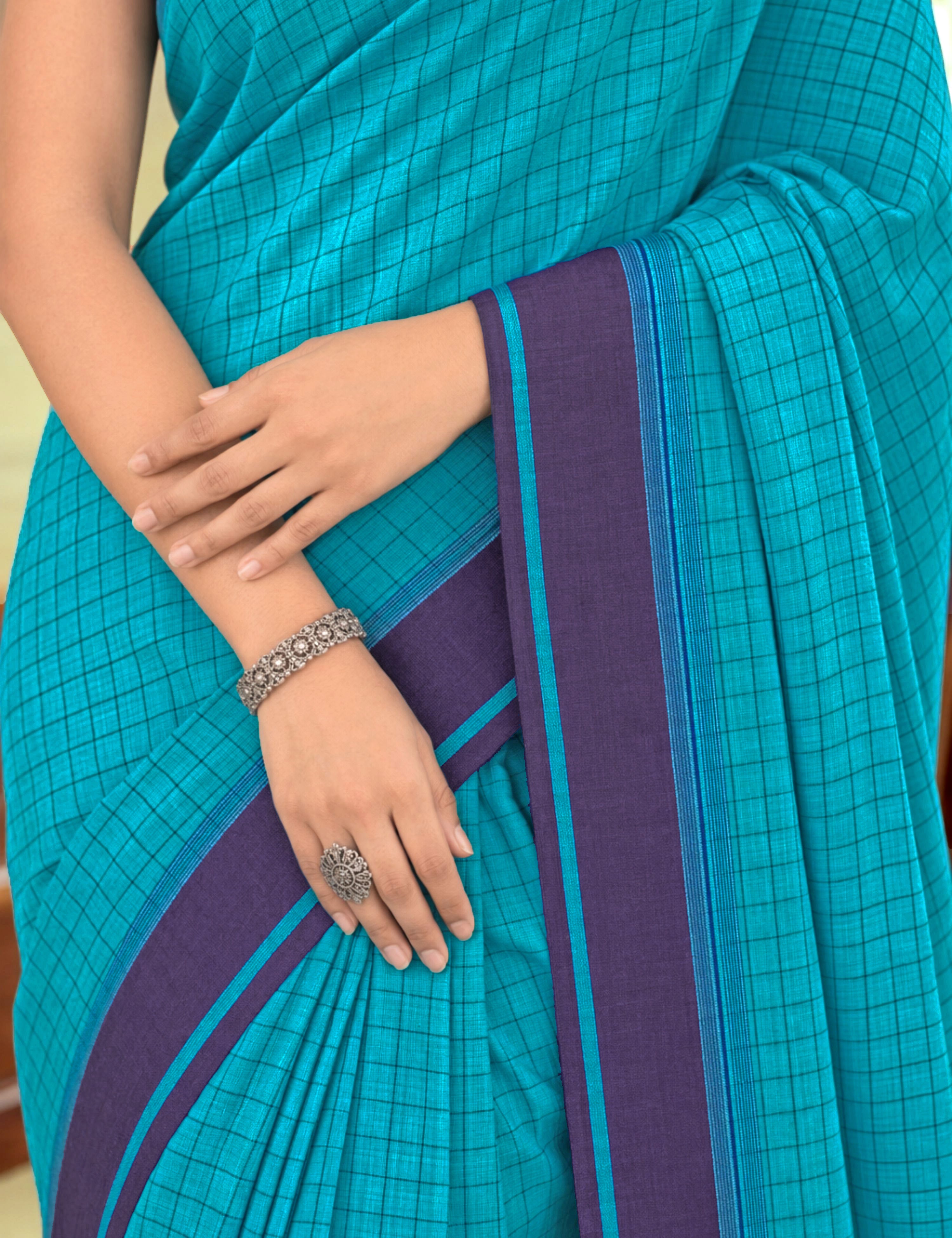 Kattam Blue Venkatagiri Saree