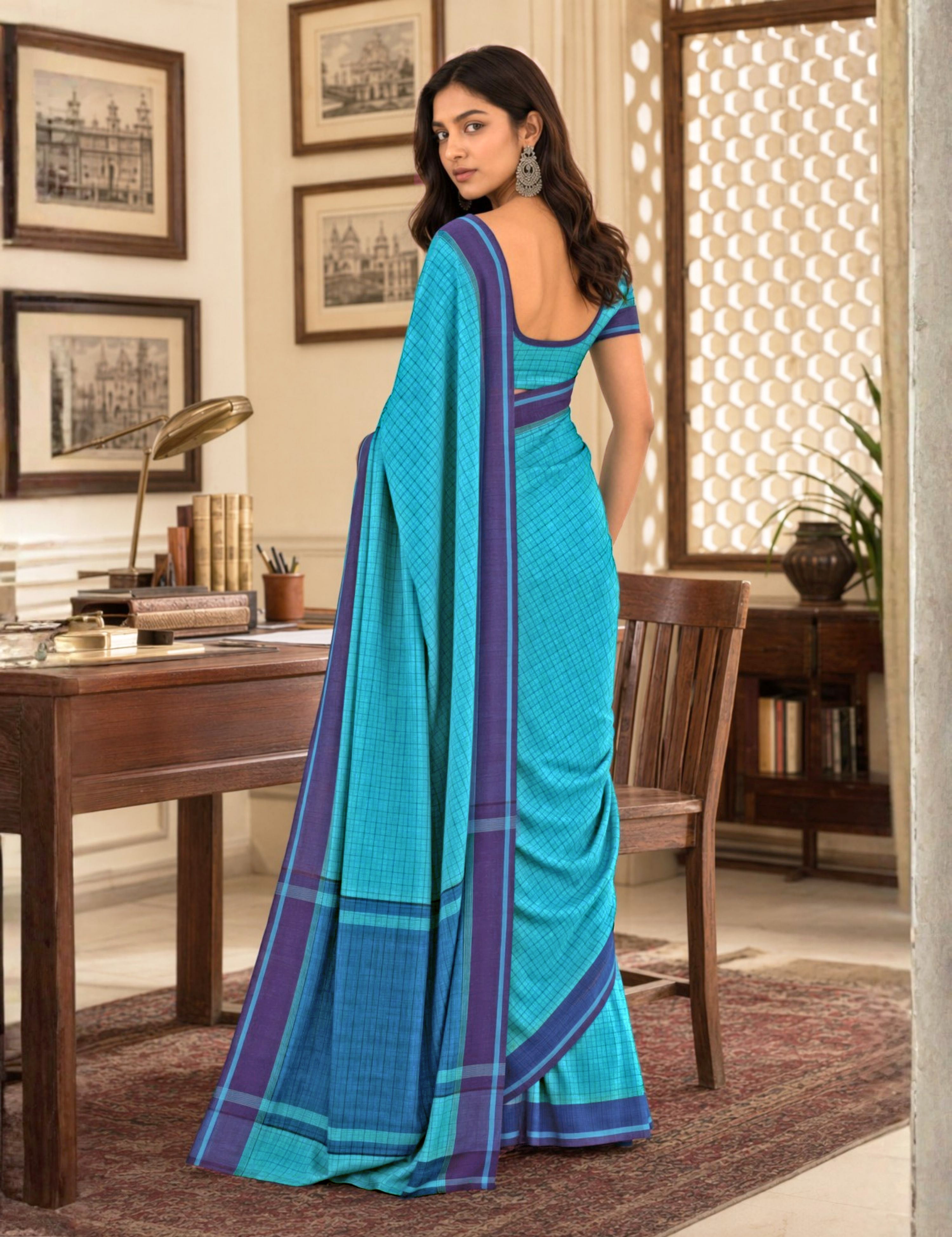 Kattam Blue Venkatagiri Saree