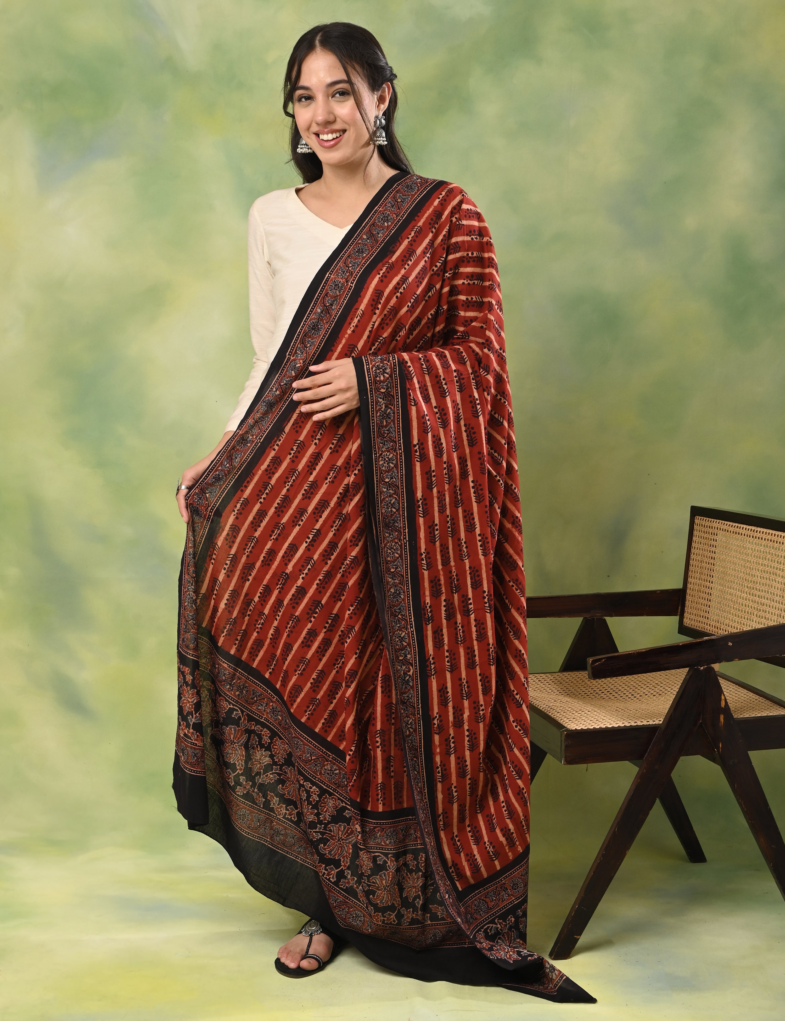 Kapas Red Ajrakh Dupatta