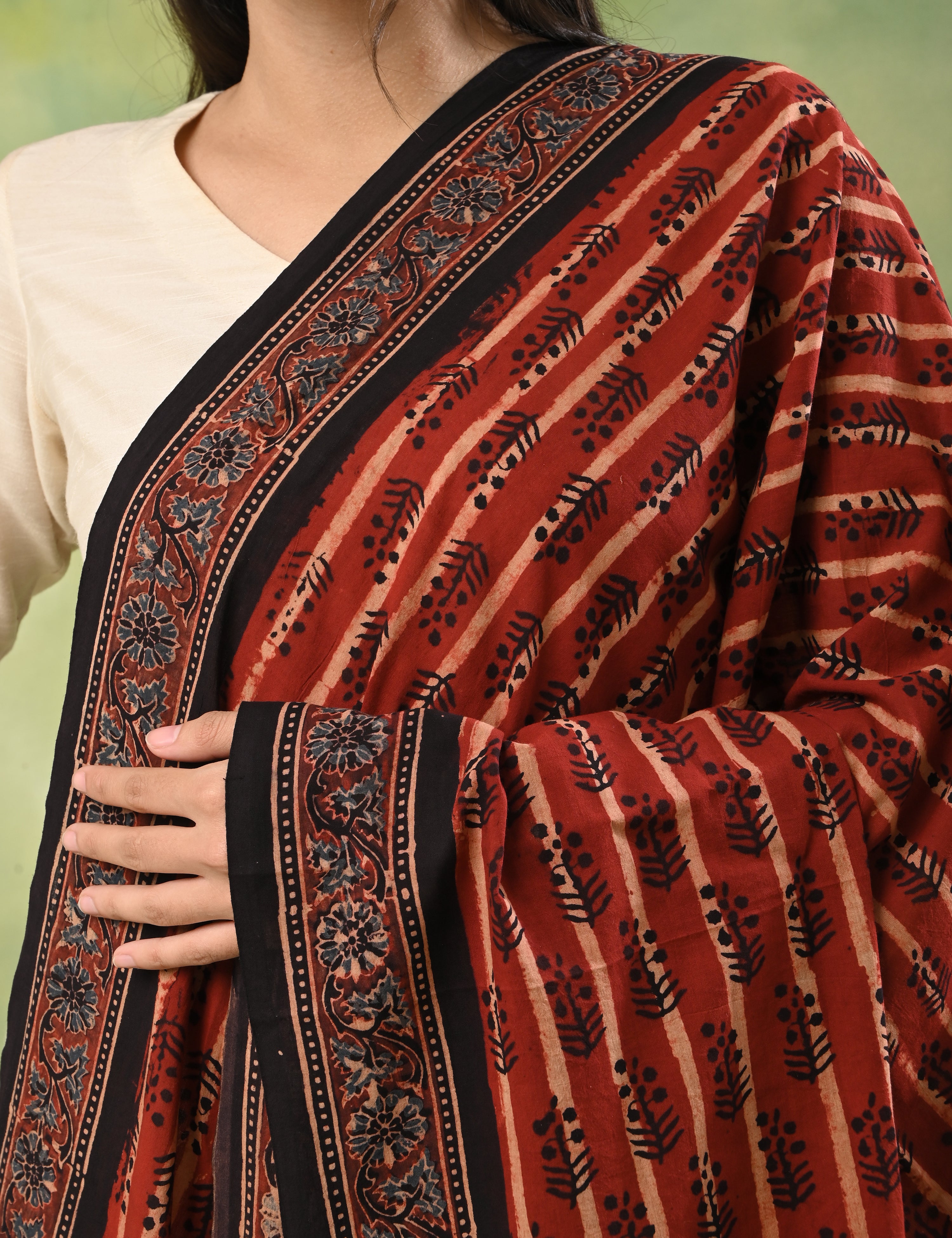 Kapas Red Ajrakh Dupatta