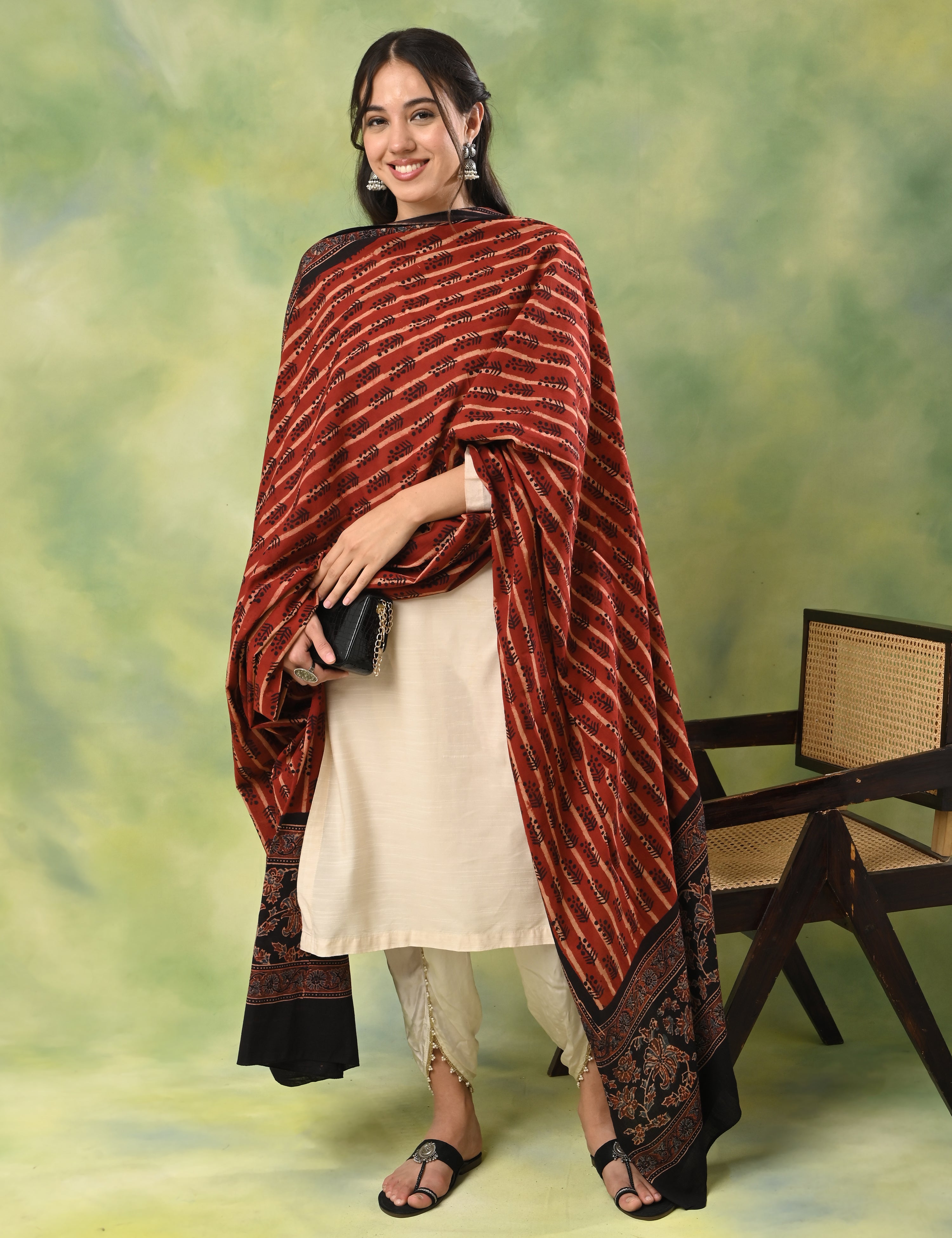 Kapas Red Ajrakh Dupatta
