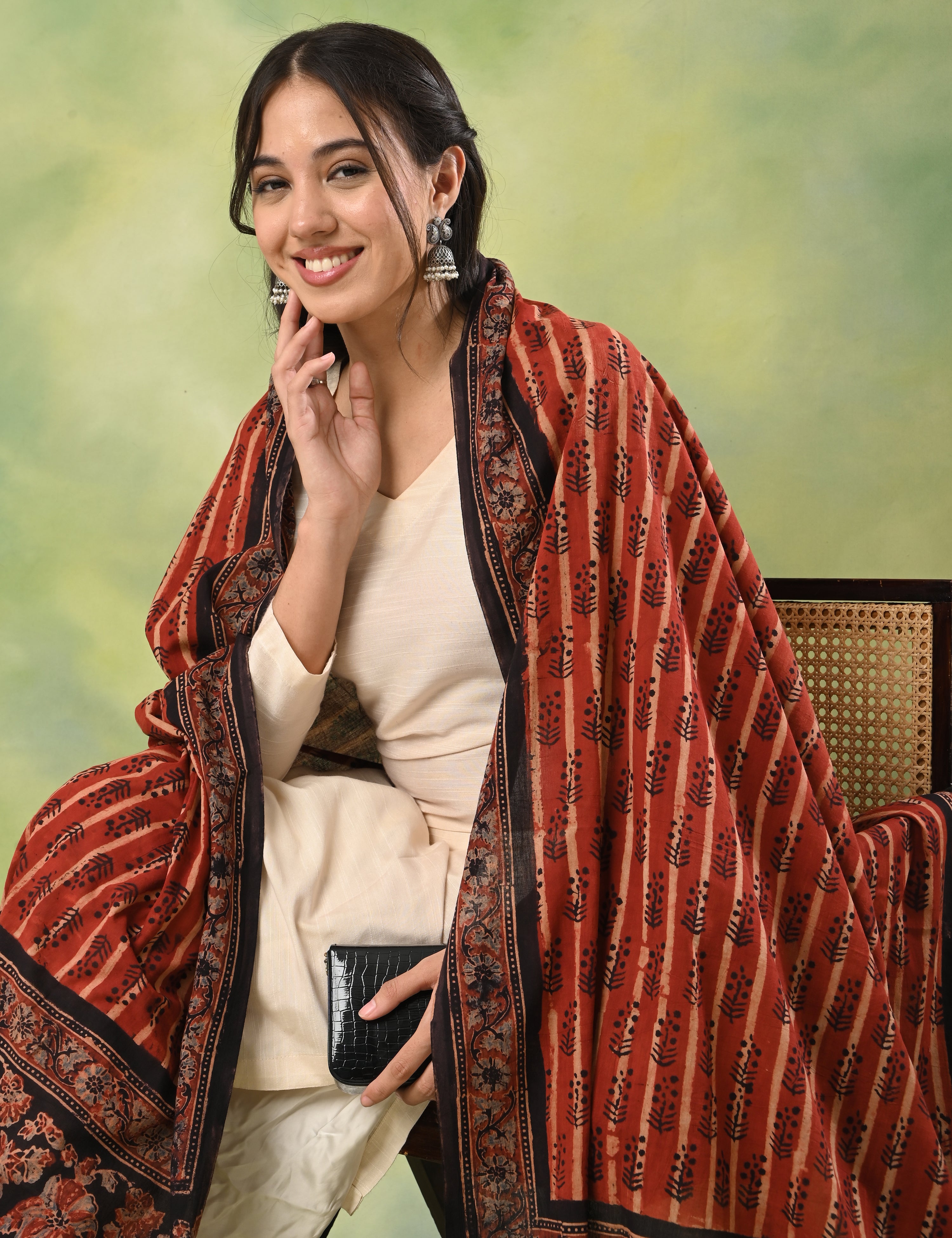 Kapas Red Ajrakh Dupatta