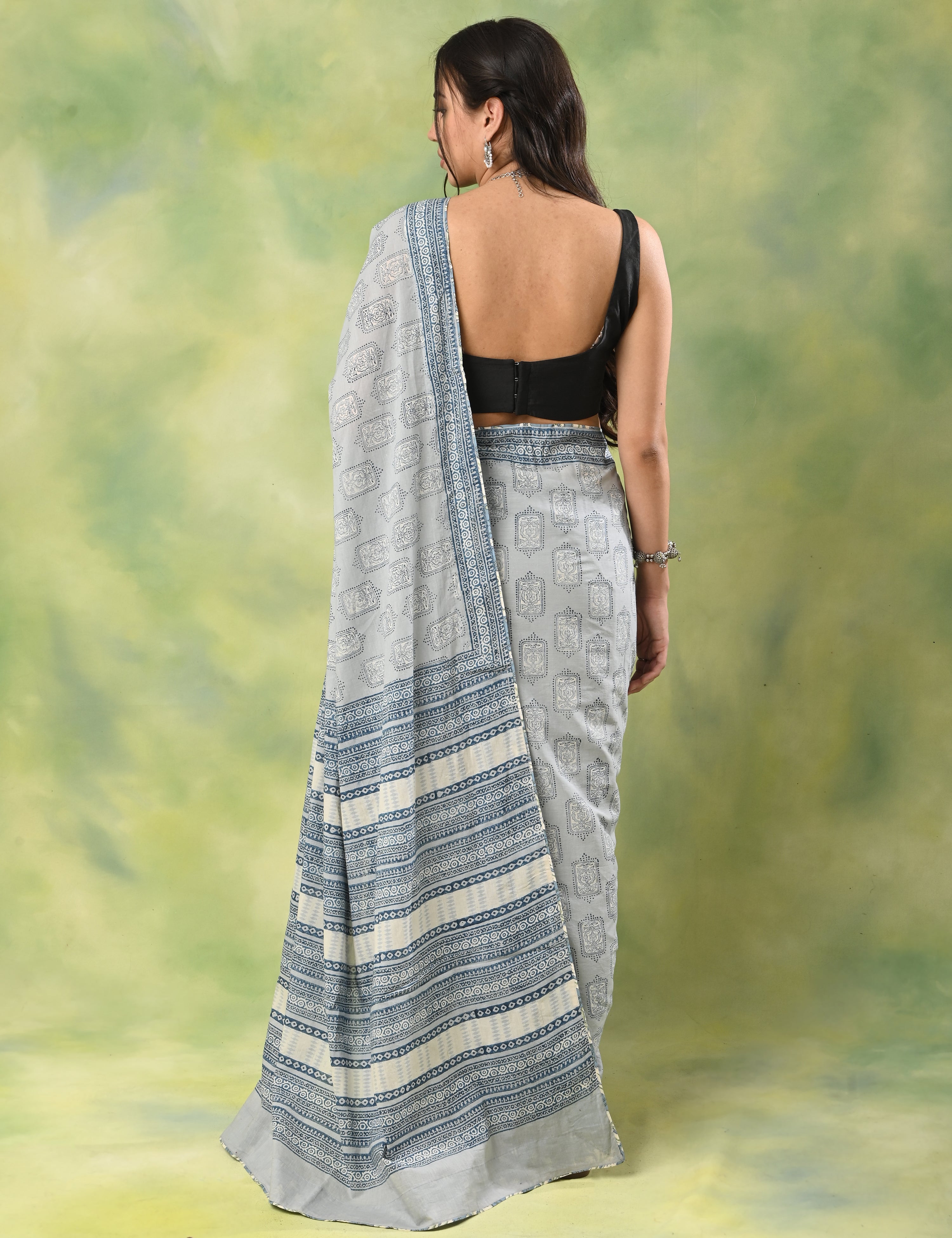 Mel Jol Light Blue Dabu Saree
