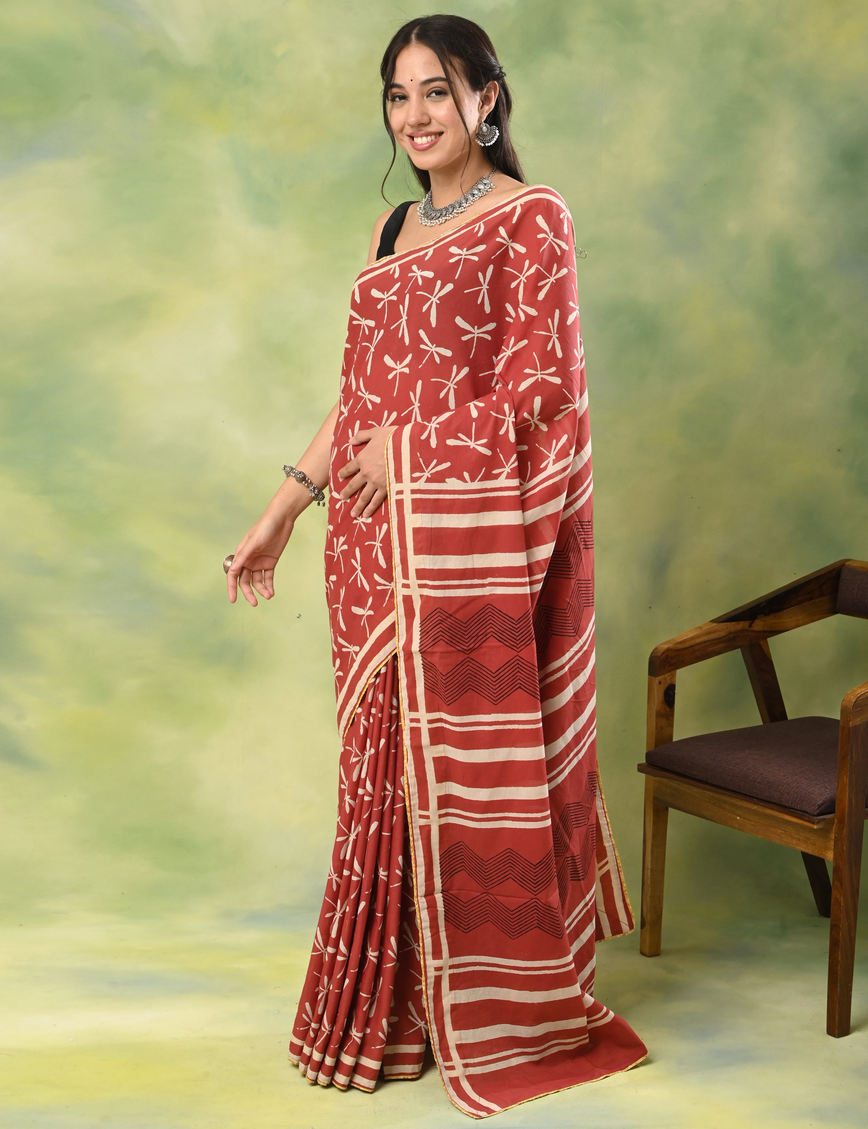 Mel Jol Rose Dabu Saree