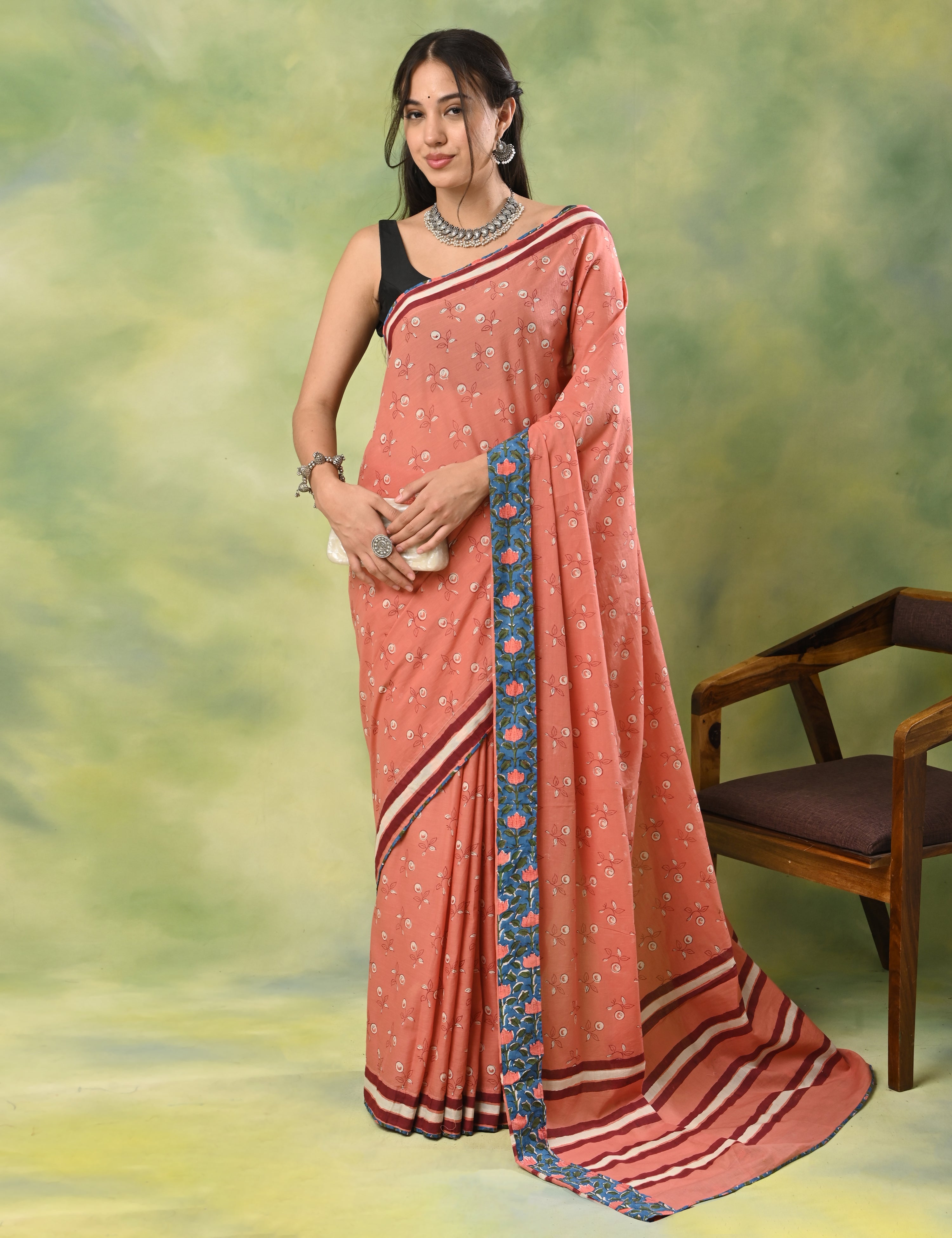 Mel Jol Dusty Pink Dabu Saree