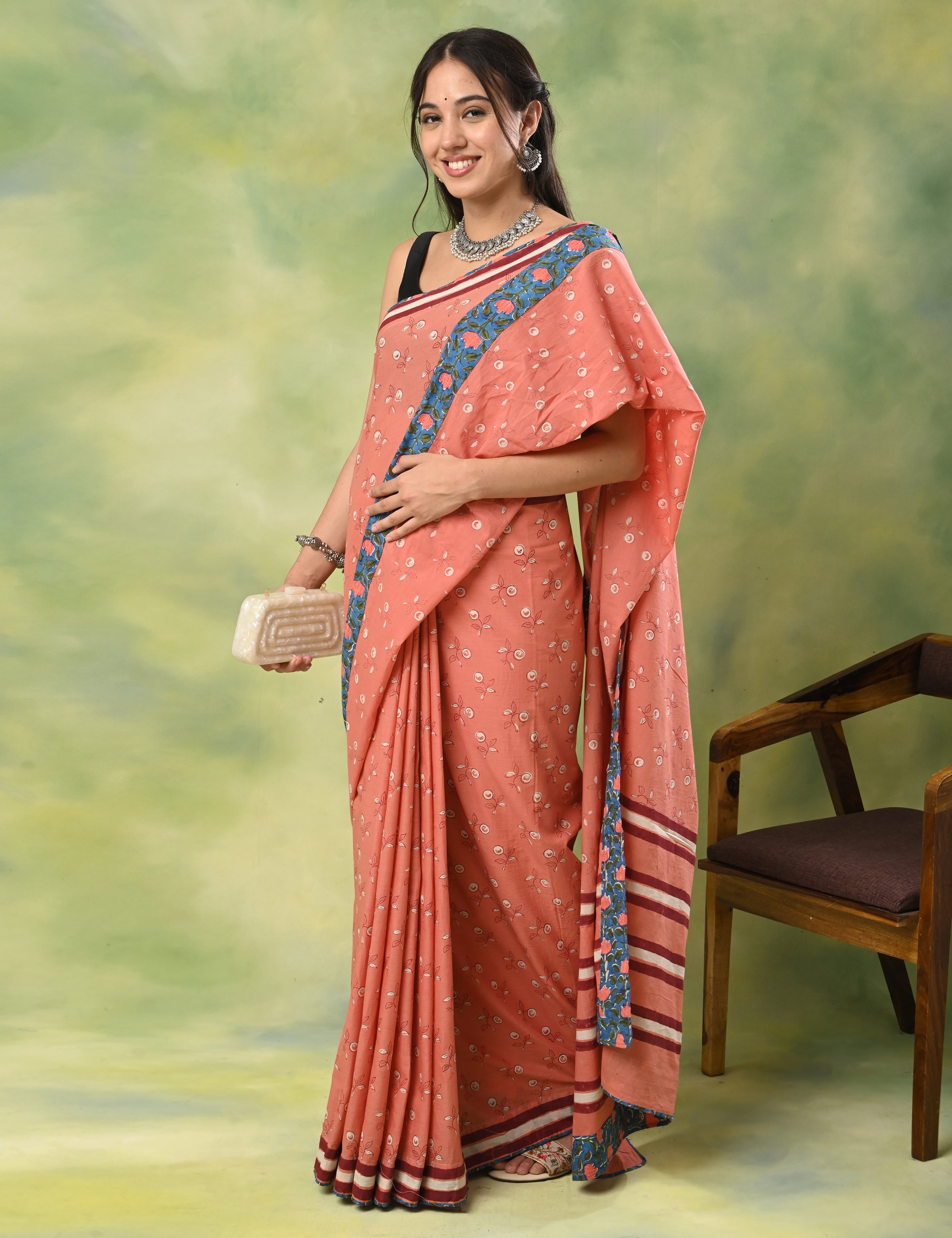 Mel Jol Dusty Pink Dabu Saree