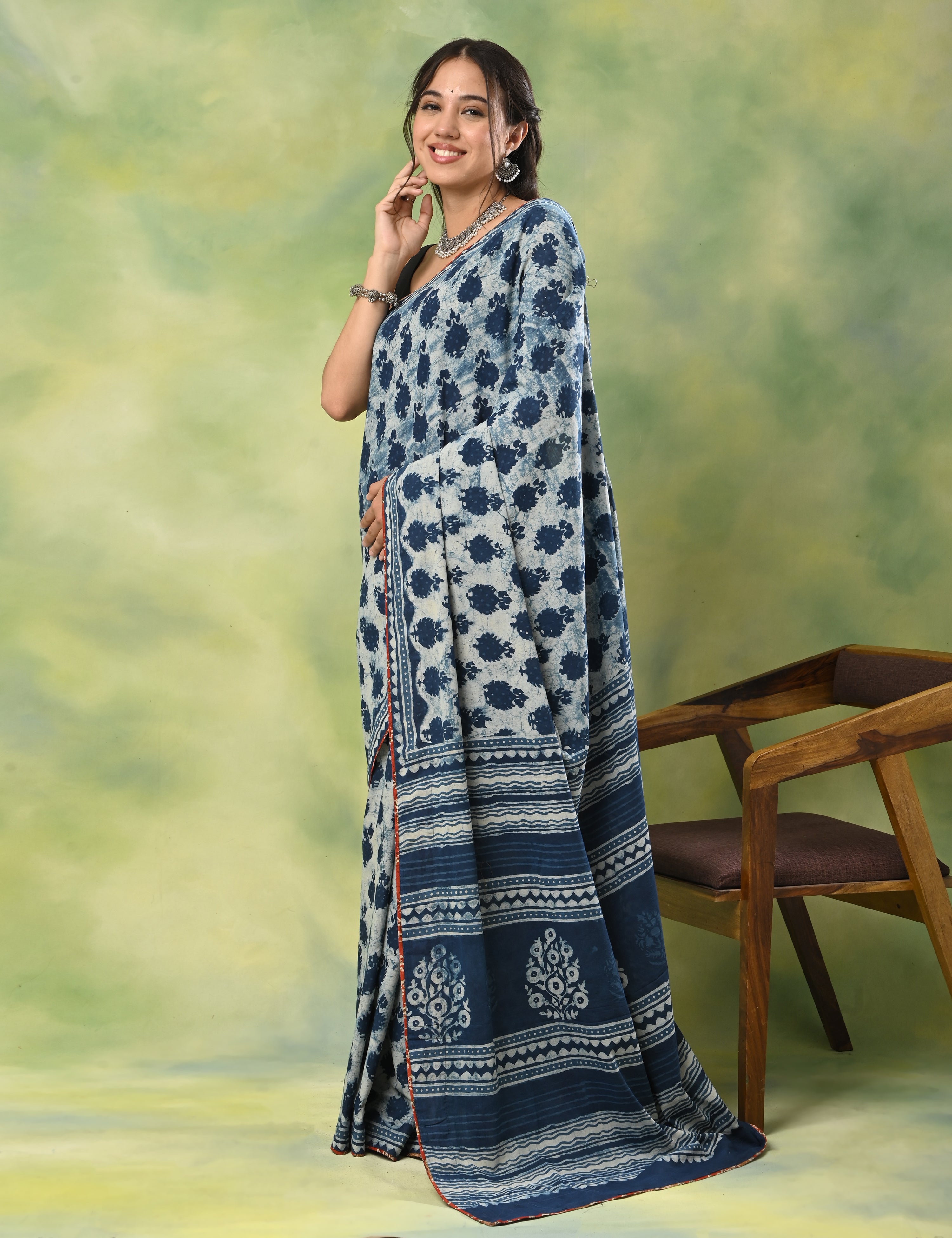 Mel Jol Indigo Dabu Saree