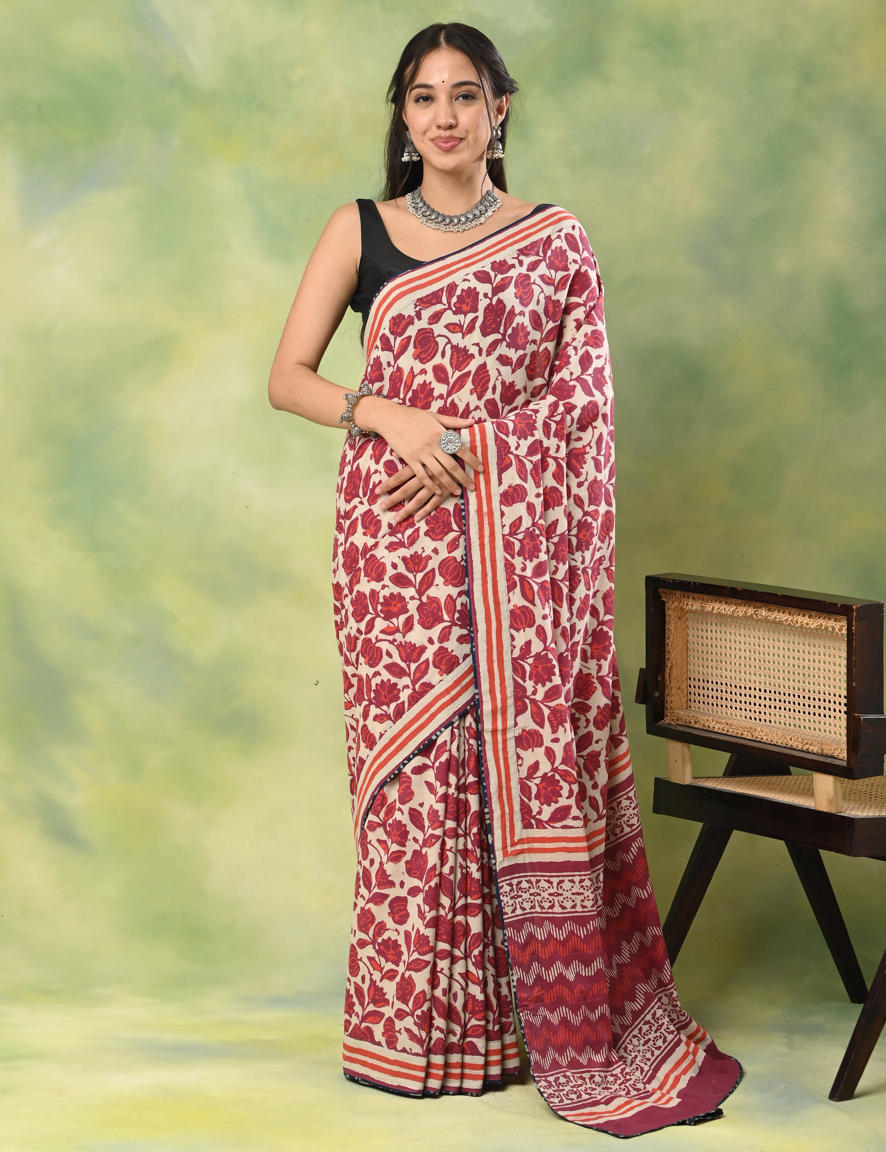 Mel Jol Off White Dabu Saree