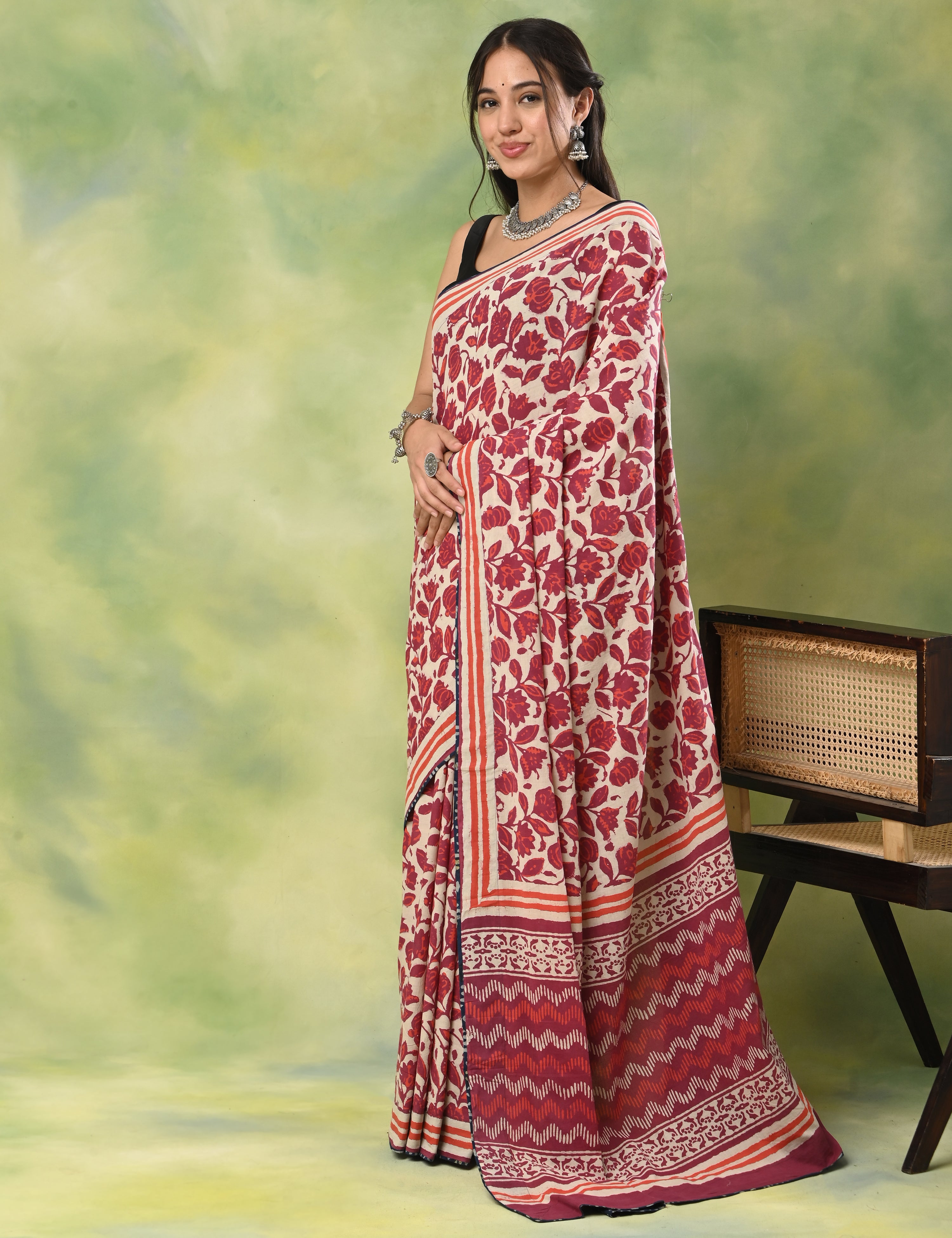 Mel Jol Off White Dabu Saree