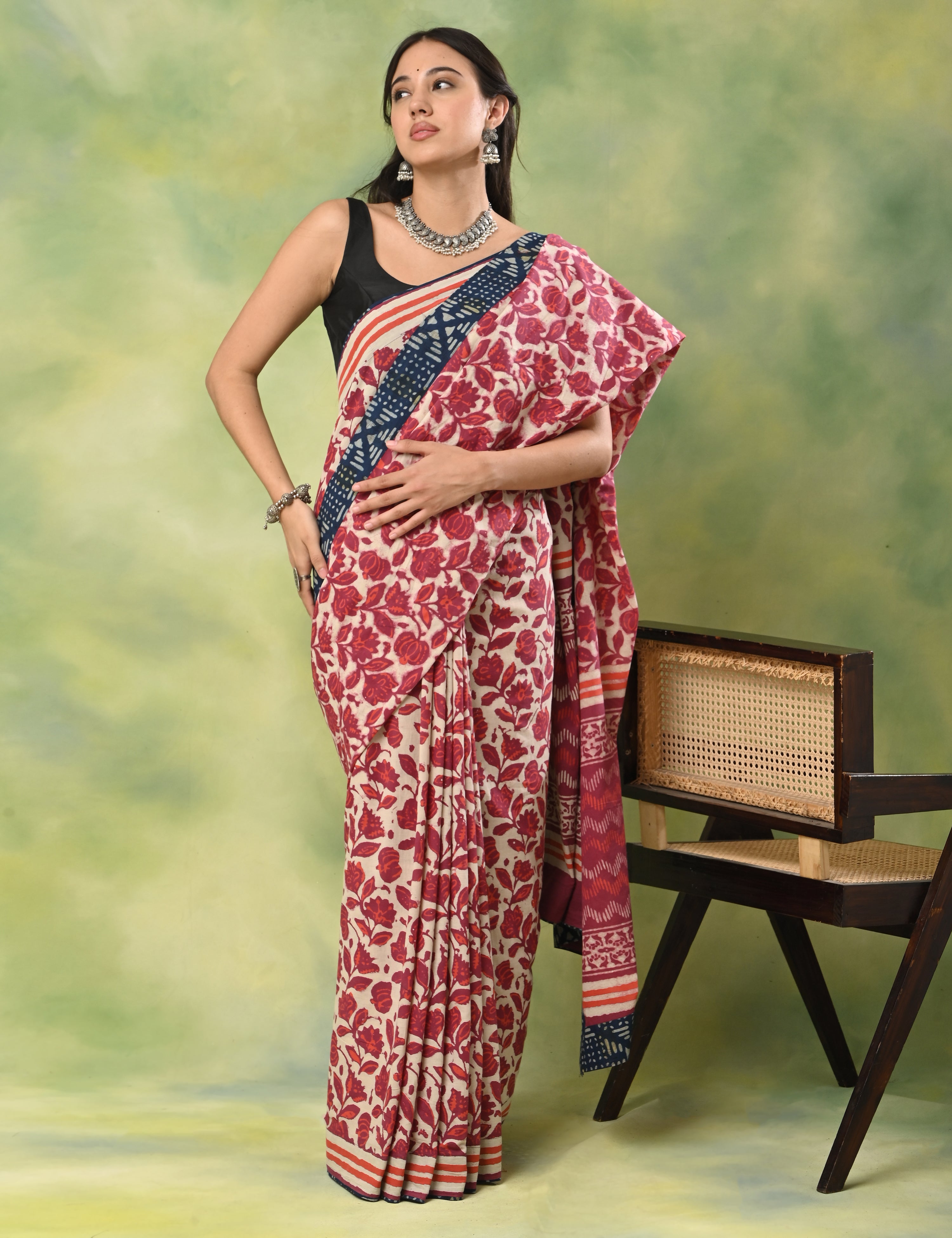 Mel Jol Off White Dabu Saree